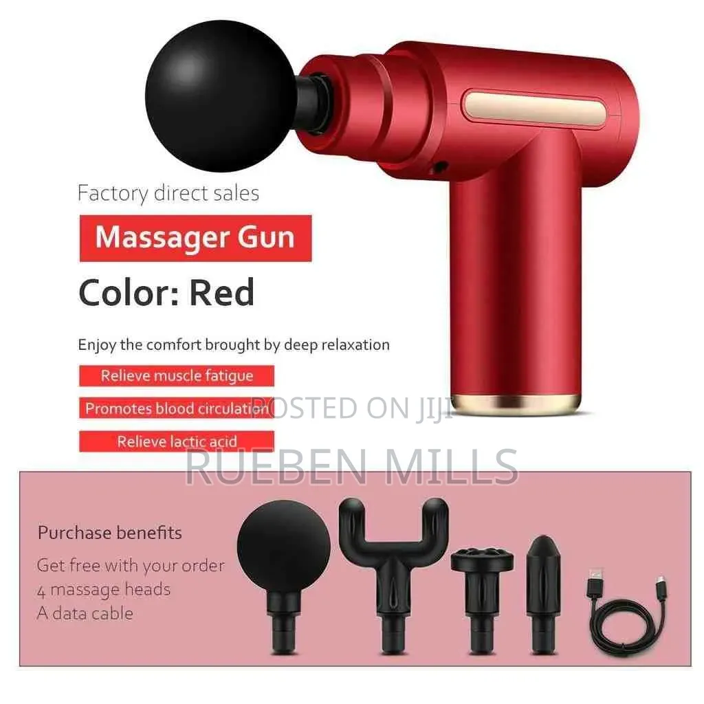 Massage Gun With 4 Interchangeable Heads Cordless Rechargeable