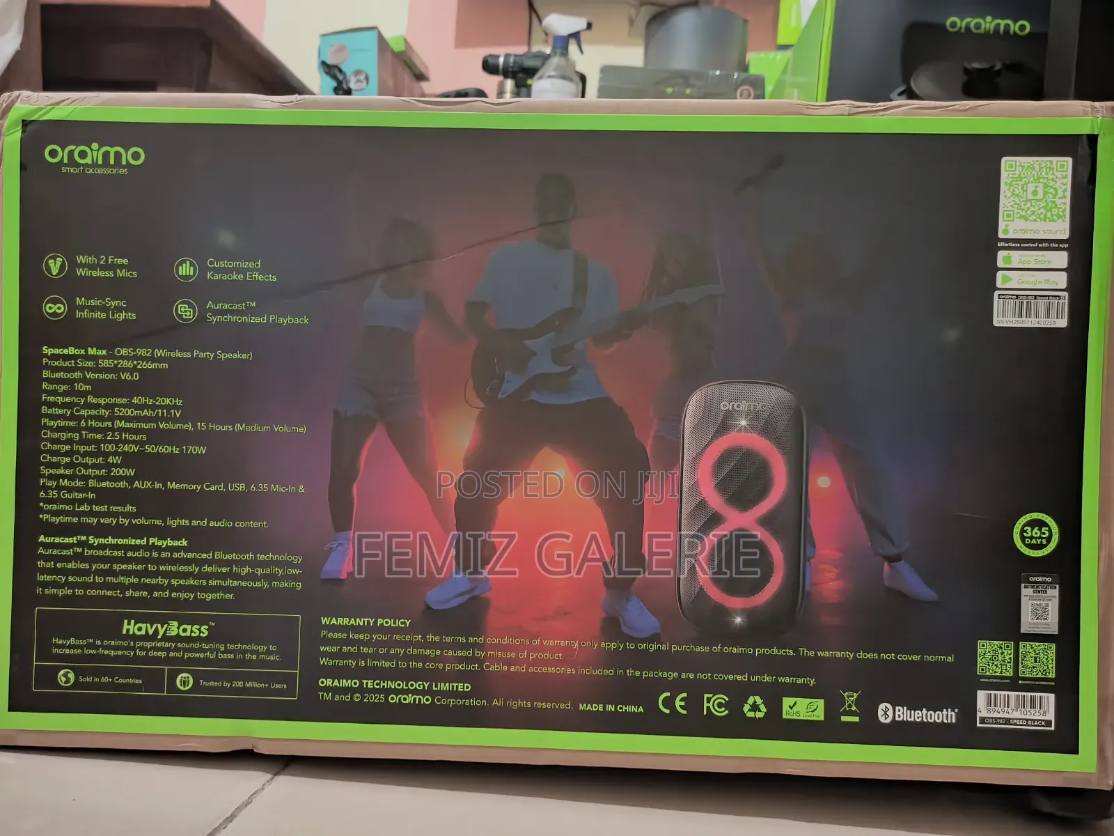 Oraimo SpaceBox Max 200W Auracast Bluetooth Speaker