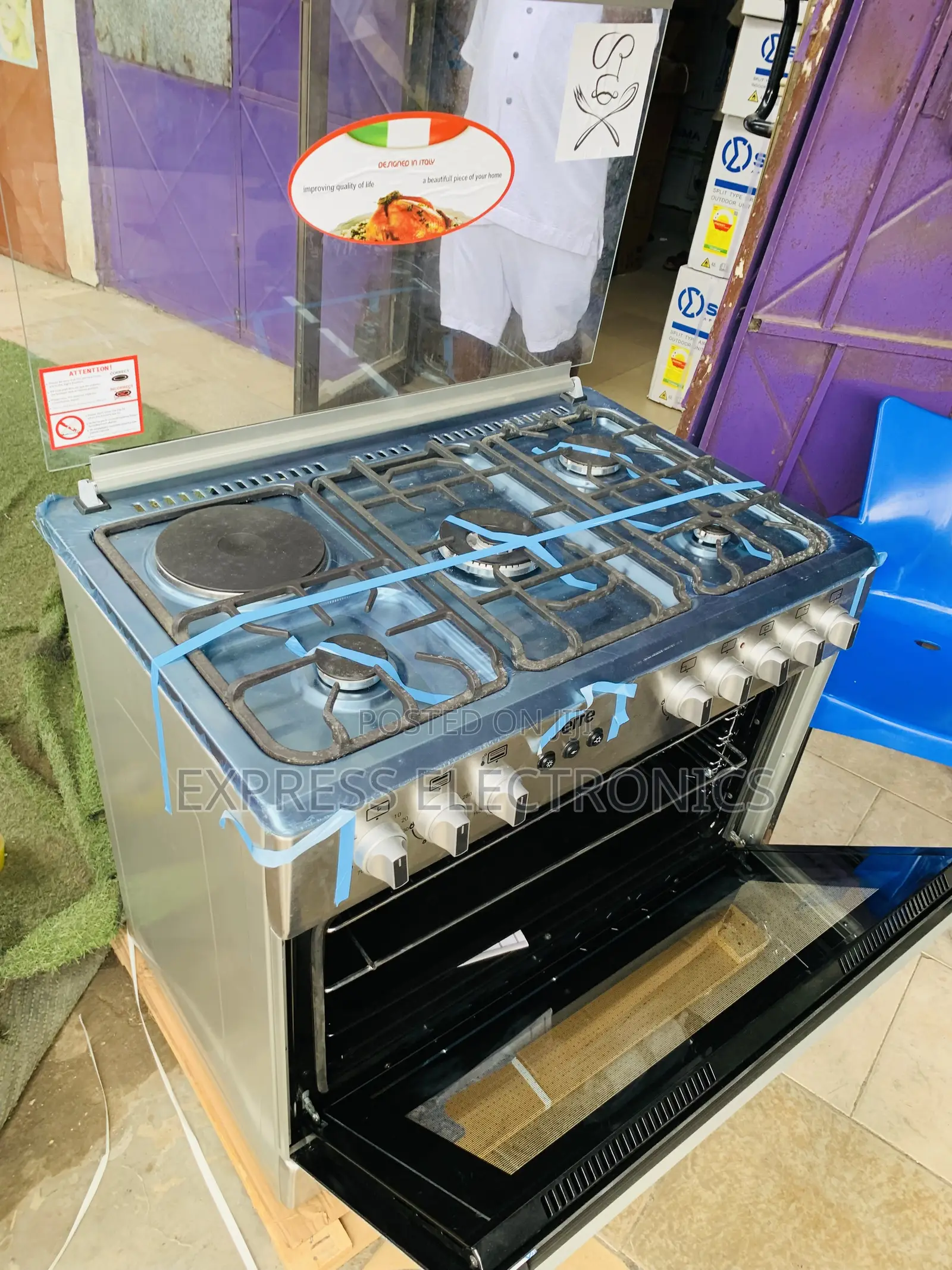 4-1 Stove Gas Electric Oven Rotisserie 60/90 Sliver