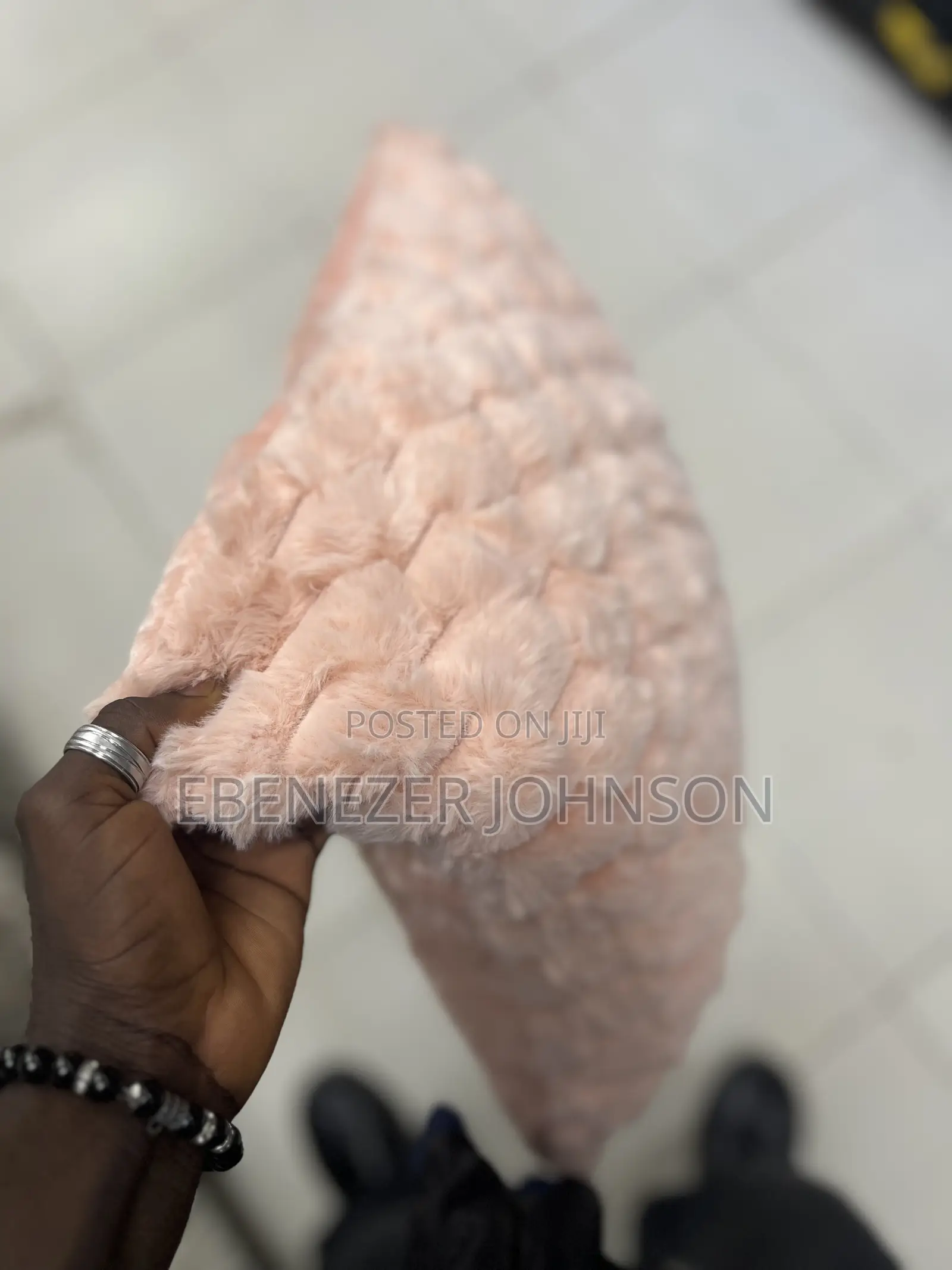 Faux Fur / Fluffy Throw Pillow With Quilted Diamond Pattern