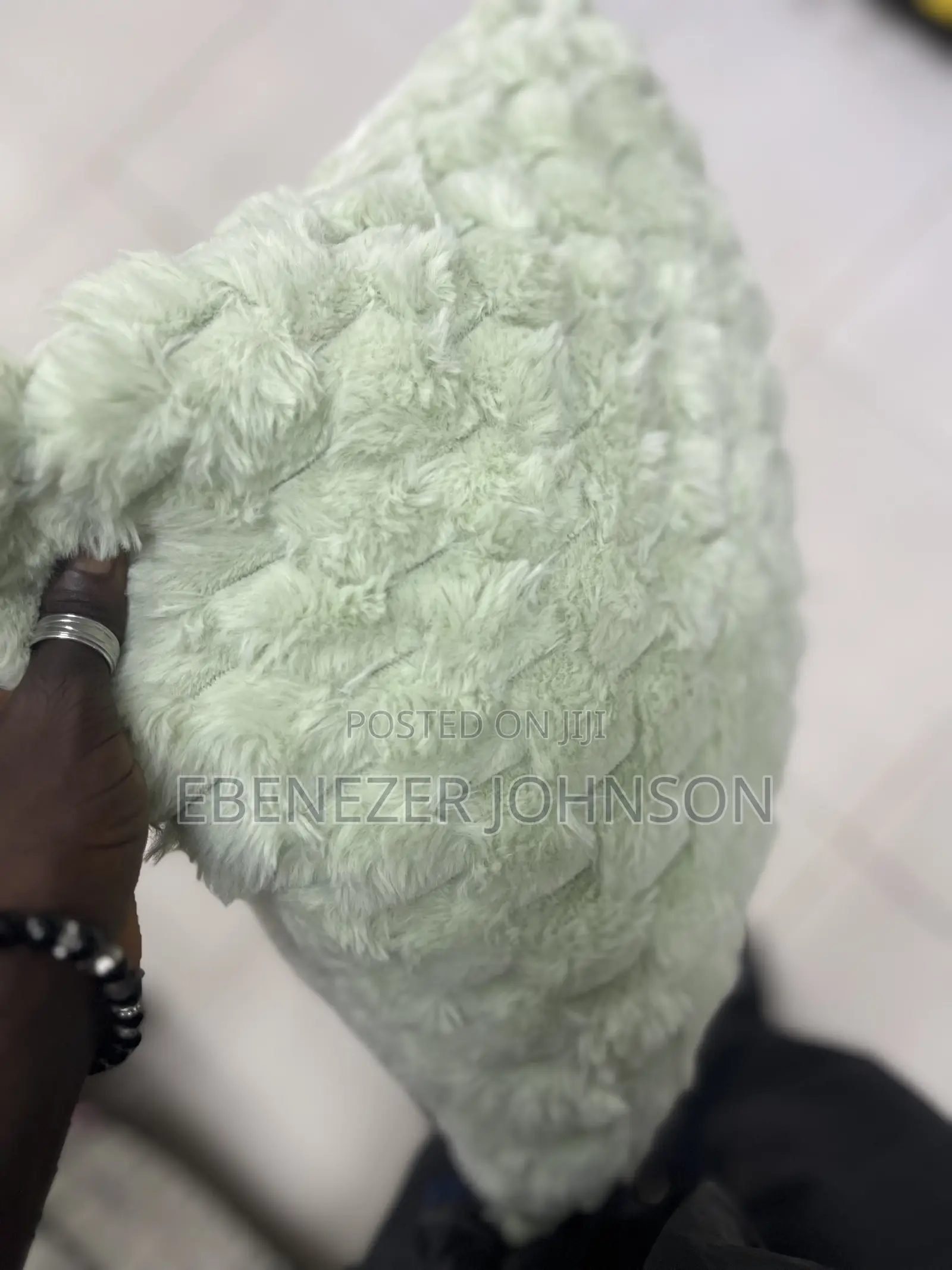 Faux Fur / Fluffy Throw Pillow With Quilted Diamond Pattern