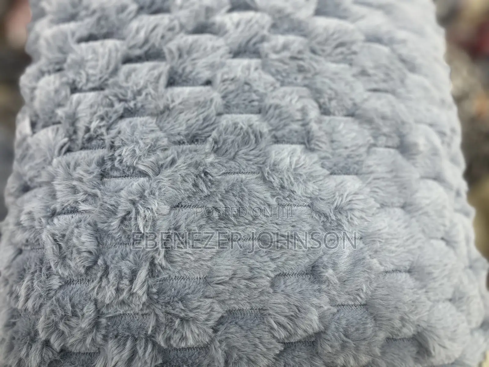 Faux Fur / Fluffy Throw Pillow With Quilted Diamond Pattern