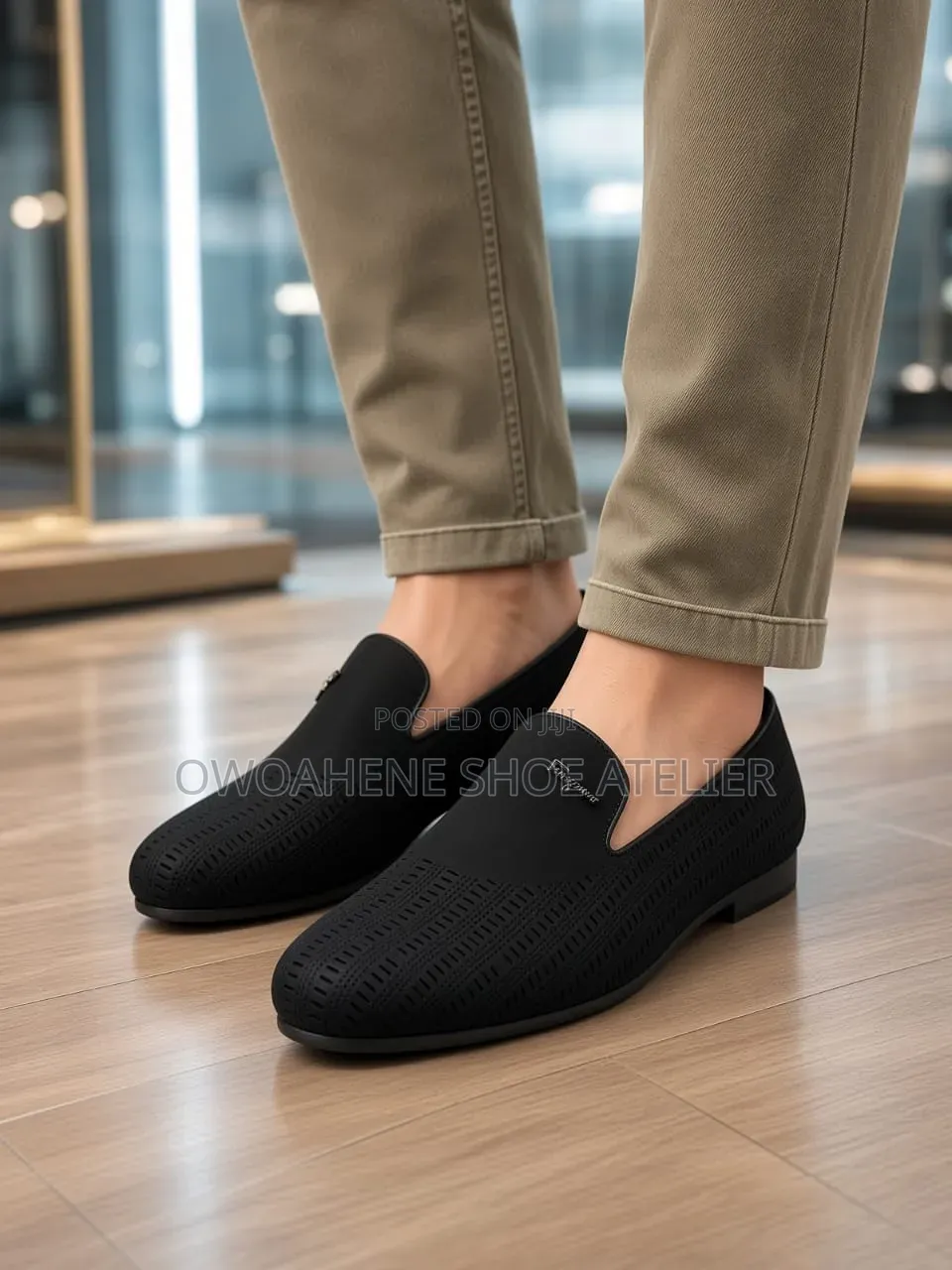 Luxury Black Perforated Leather Loafers