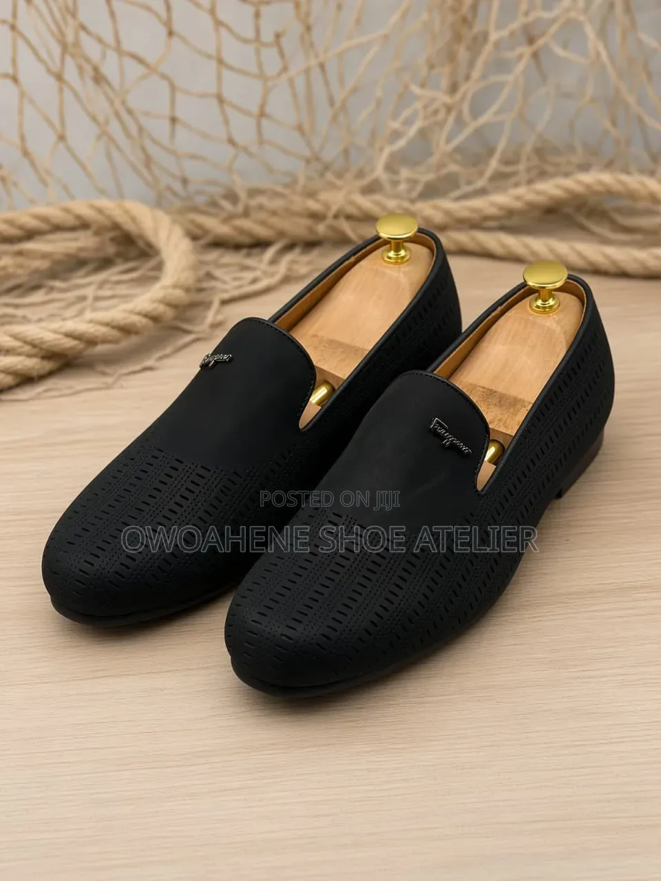 Luxury Black Perforated Leather Loafers