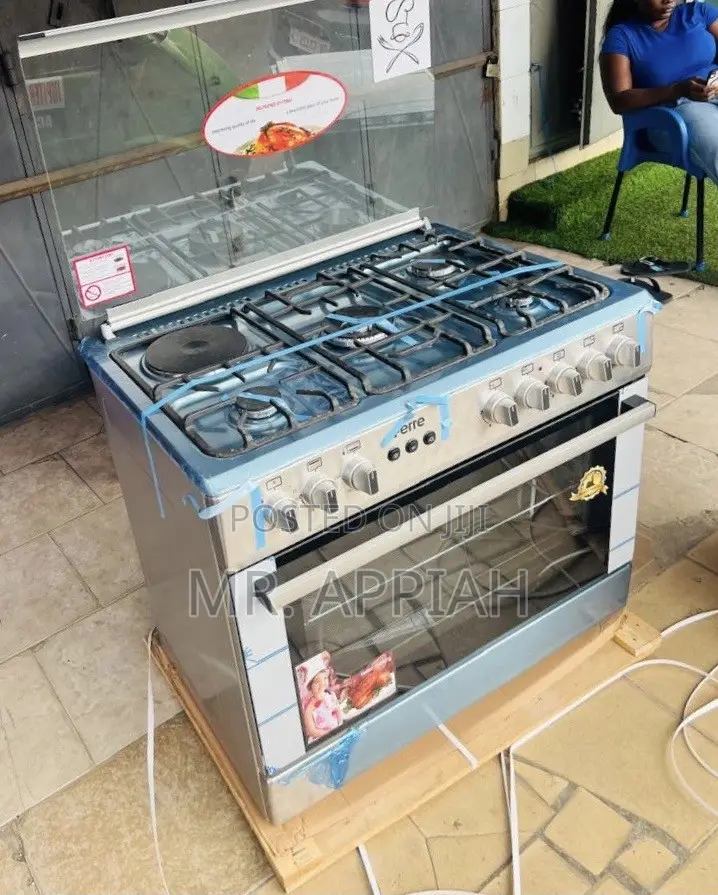 Affordable Ferre 60x90cm Glass Lid 4 Gas + 1 Electric Cooker(Gray).