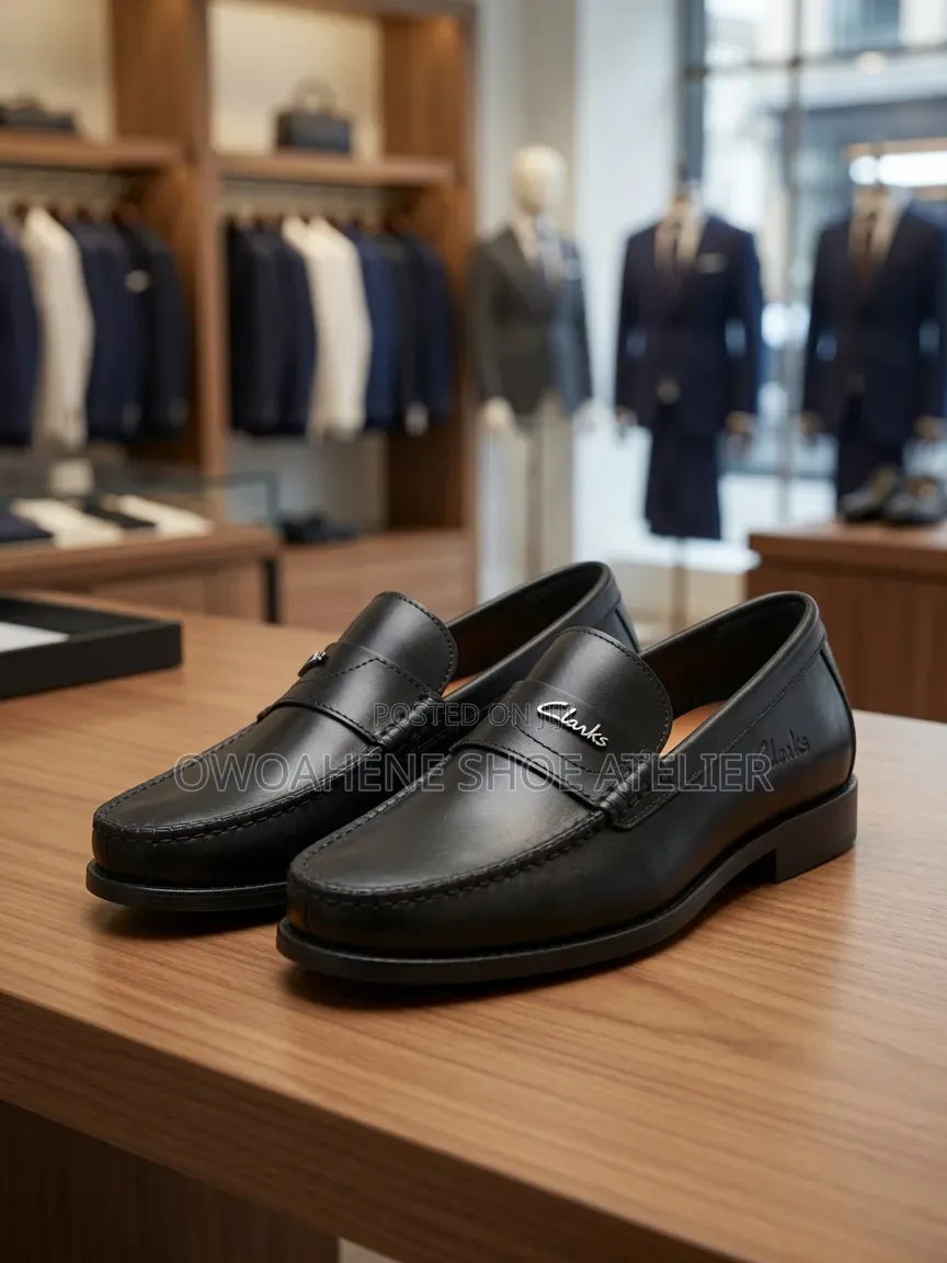 Black Leather Penny Loafers From Clarks