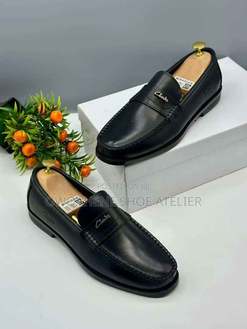 Black Leather Penny Loafers From Clarks