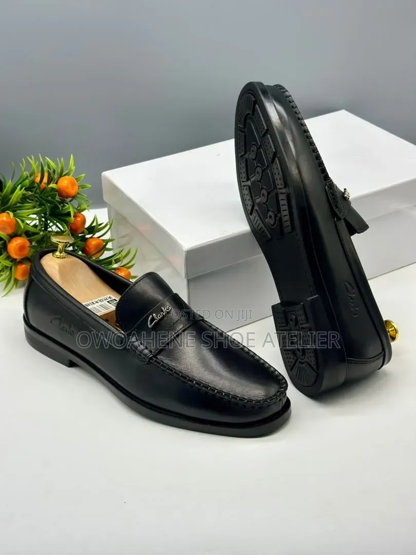 Black Leather Penny Loafers From Clarks