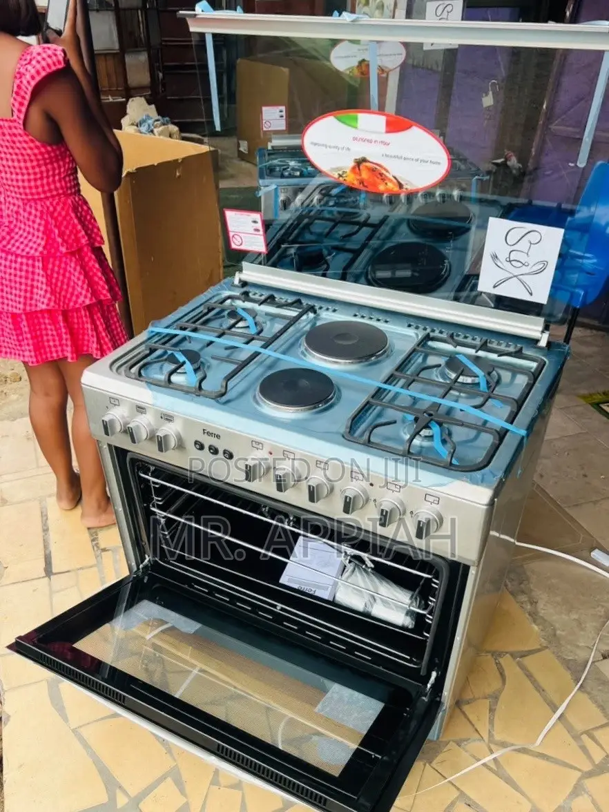 Shop Sleek Ferre 60x90cm Glass Lid 4 Gas + 2 Electric Burner(Gray)..