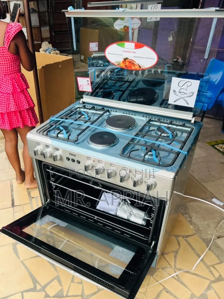 Shop Sleek Ferre 60x90cm Glass Lid 4 Gas + 2 Electric Burner(Gray)..