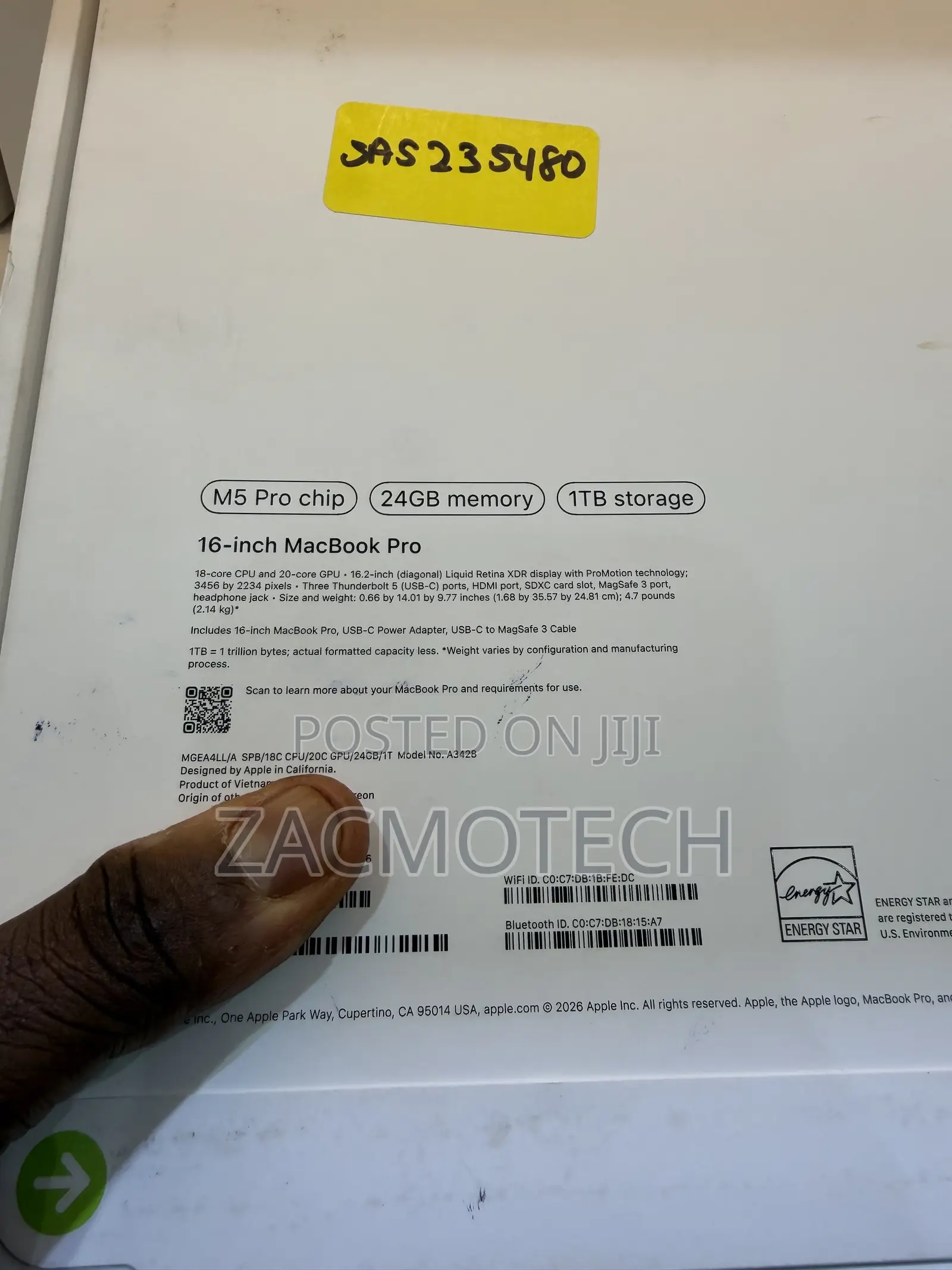 New Laptop Apple MacBook Pro 2026 M5 Pro 24GB Apple M5 Pro SSD 1T