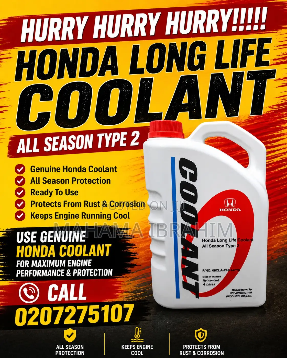 Genuine Honda Long Life Coolant Type 2 – 4 Litres