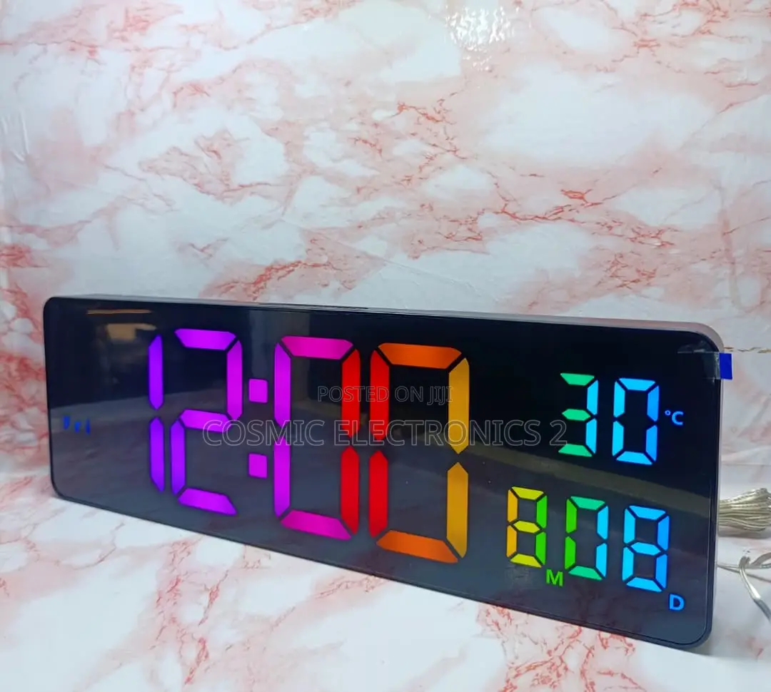 17" Premium RGB Digital Wall Clock With Remote Control & Night Light