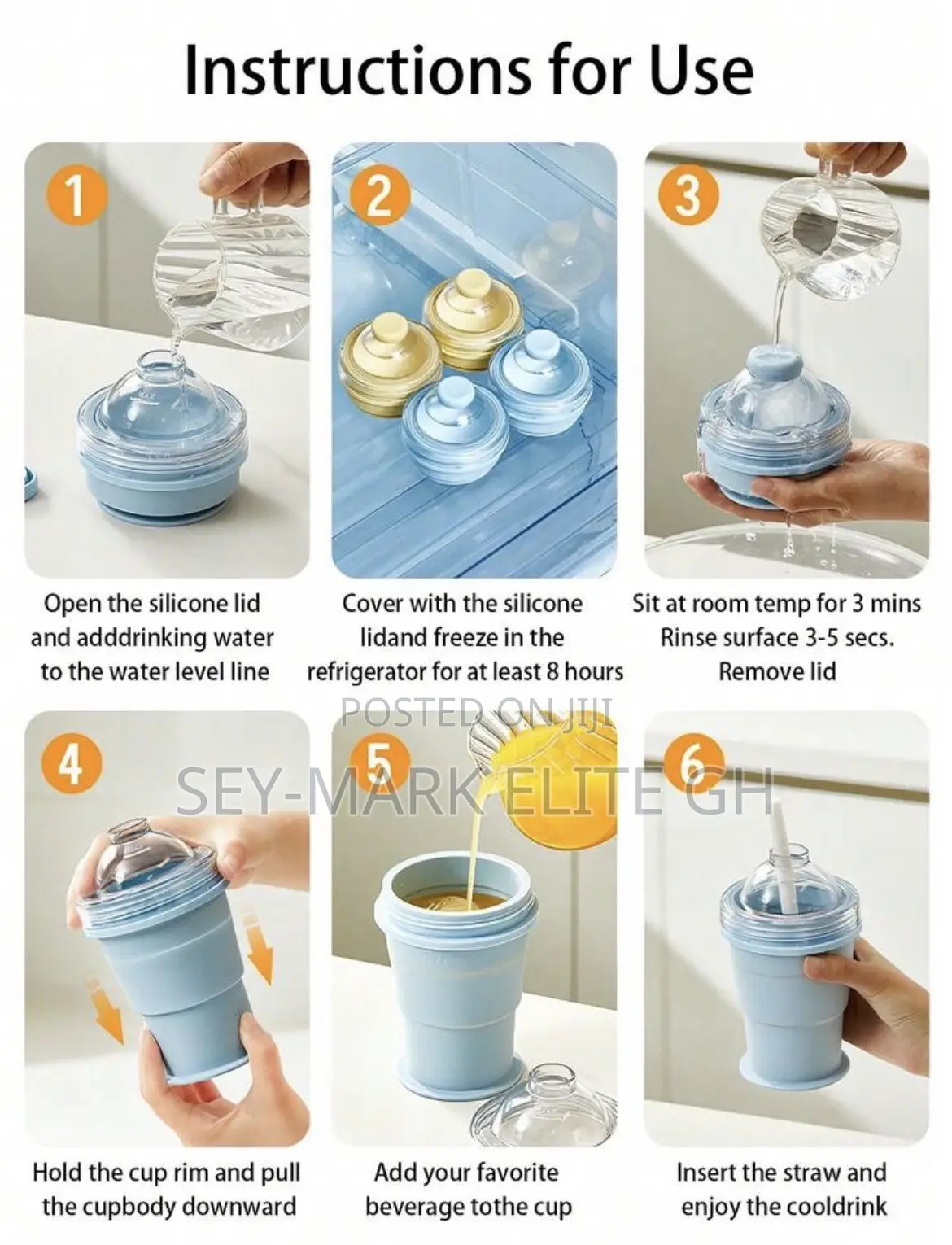 2 in 1 Foldable Silicone Ice Ball Maker Cup With Straw