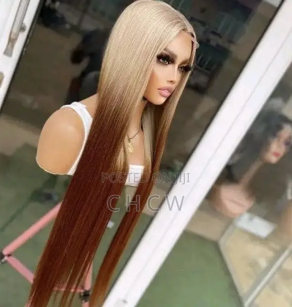 New 30 Inches Long Blonde and Brown Ombré Wig With a Kim K Closure