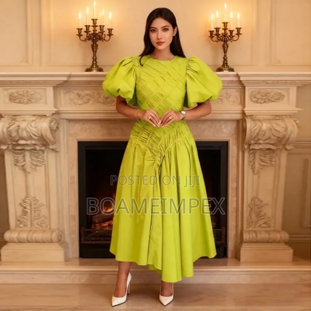Women's Puff Sleeve Pleated Waist & Zara Elegant Empire Court Dress