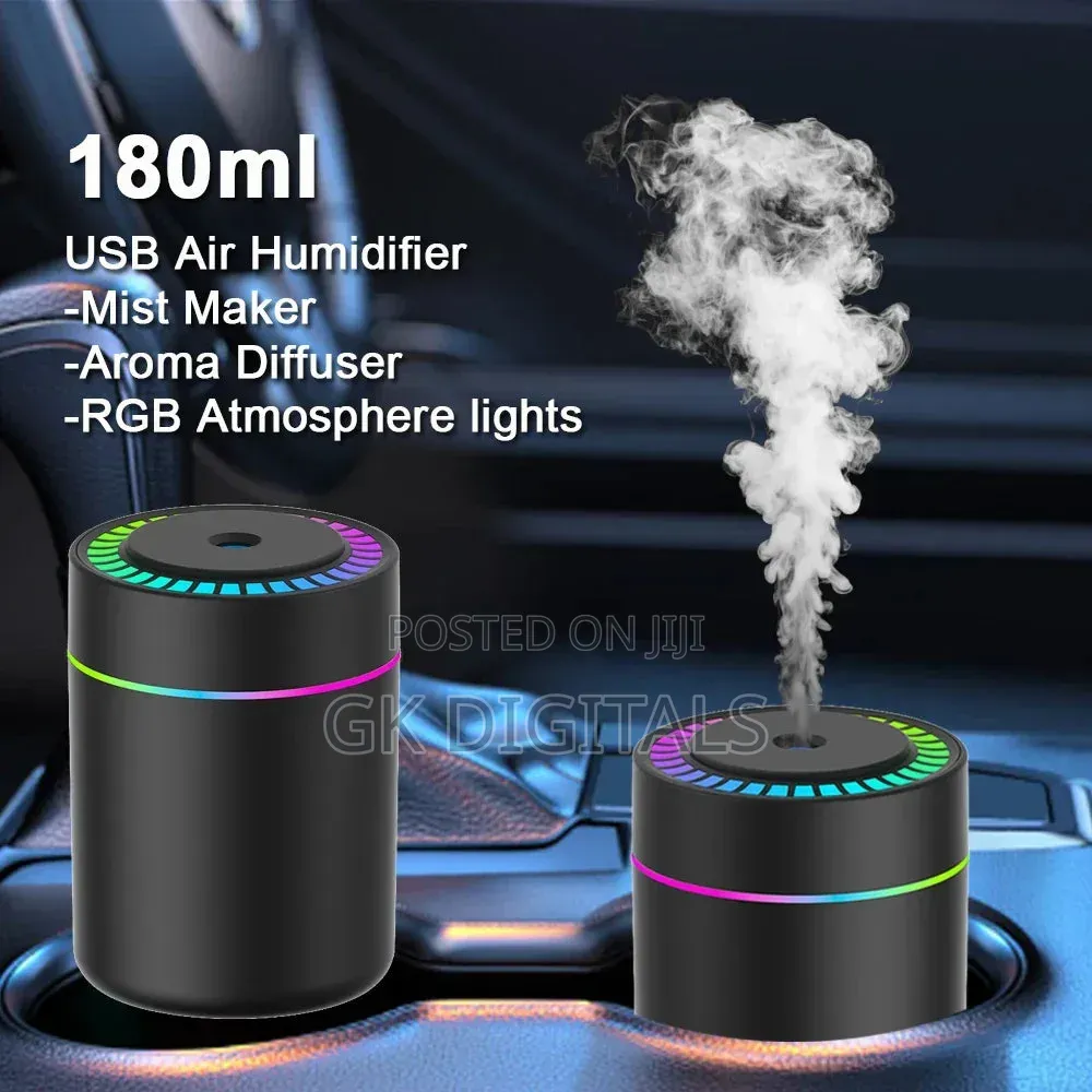 Humidifier & Car Air Freshener – Light, Silent Mist, Home & Car Use