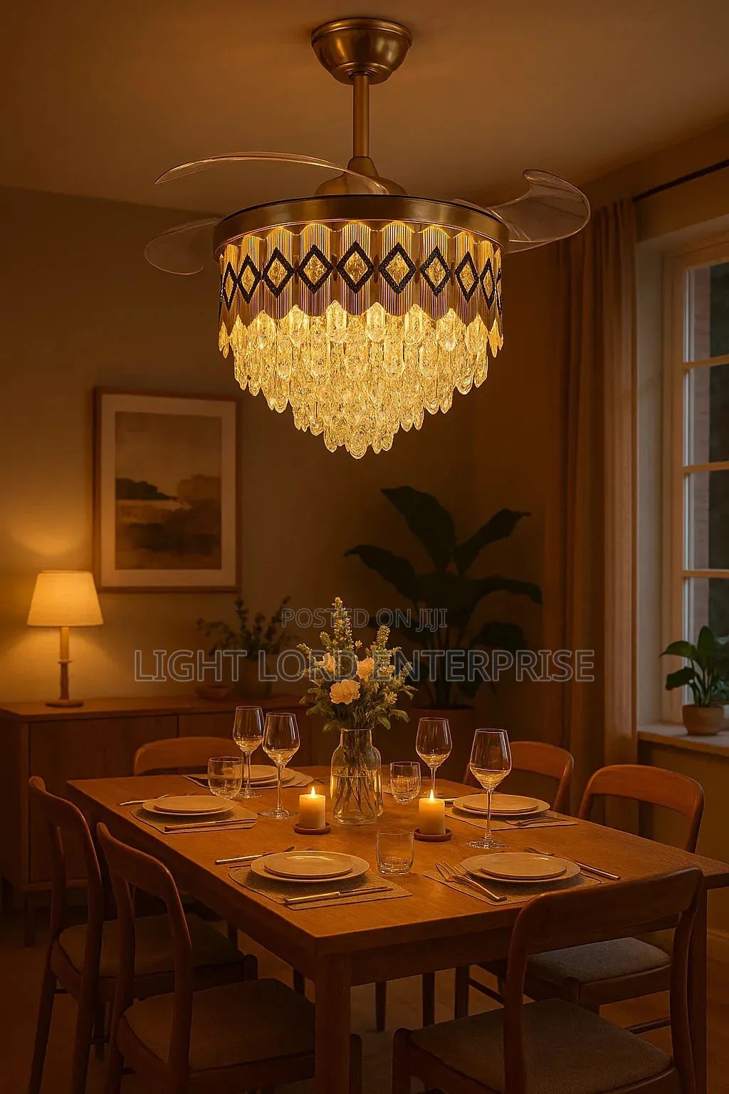 48" Chandelier Fan Light With Remote Control