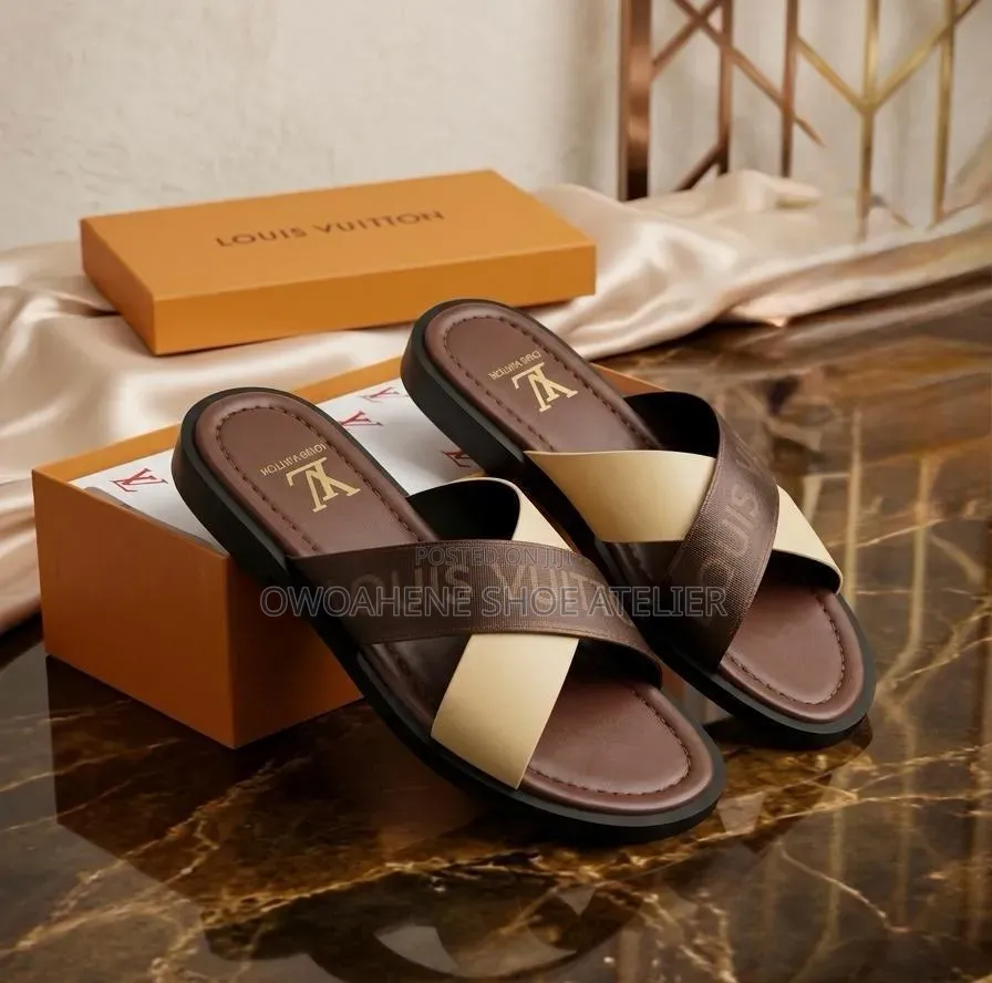 Louis Vuitton Men's Cross-Strap Slide Sandals