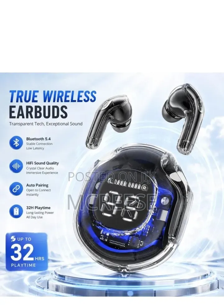 Sports Wireless Earbuds- Sleek Transparency