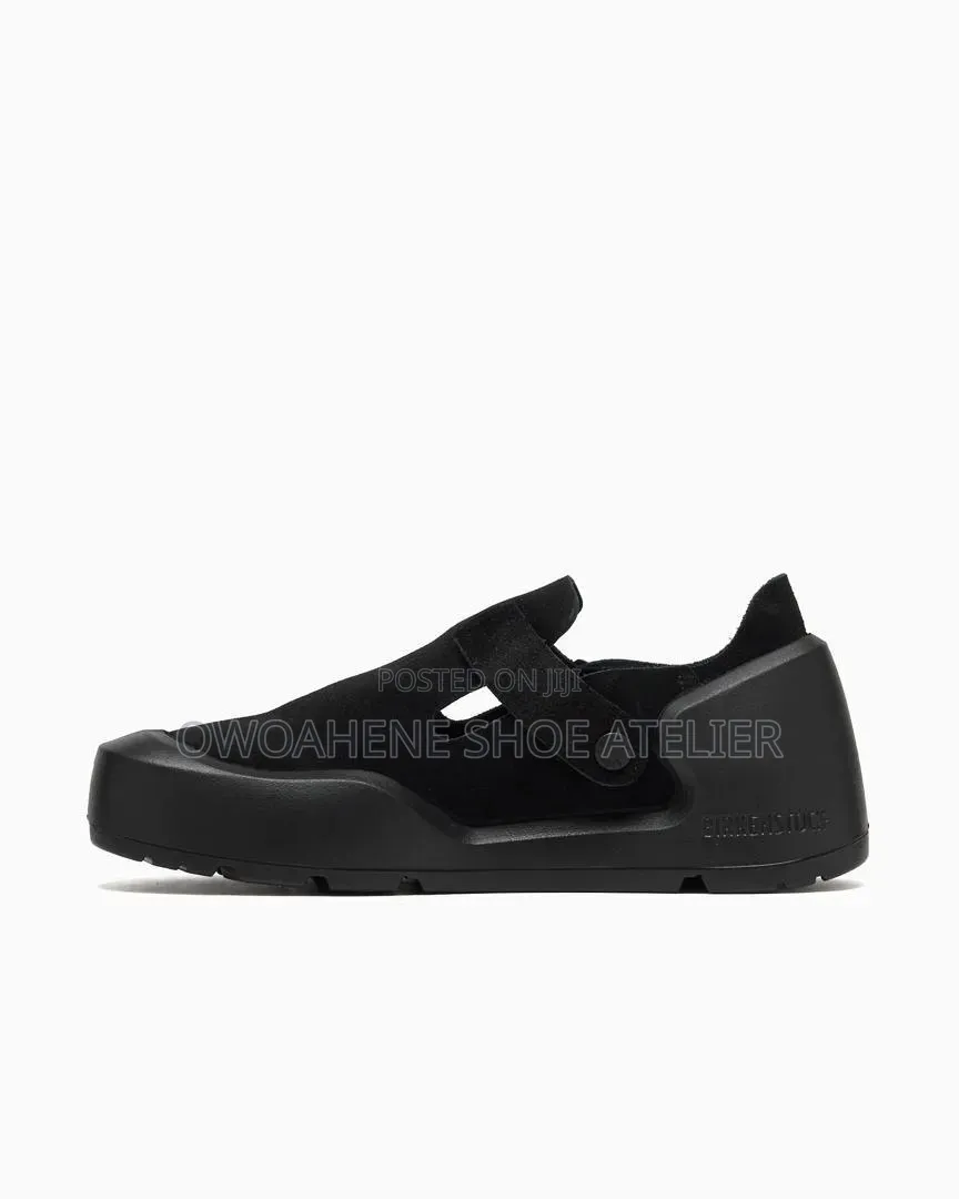 The Birkenstock Reykjavik Nubuck Leather Shoes in the Black Colorway.