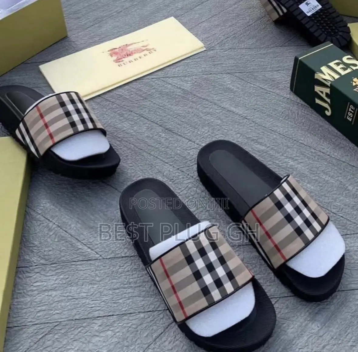 Adidas and Burbery Slippers