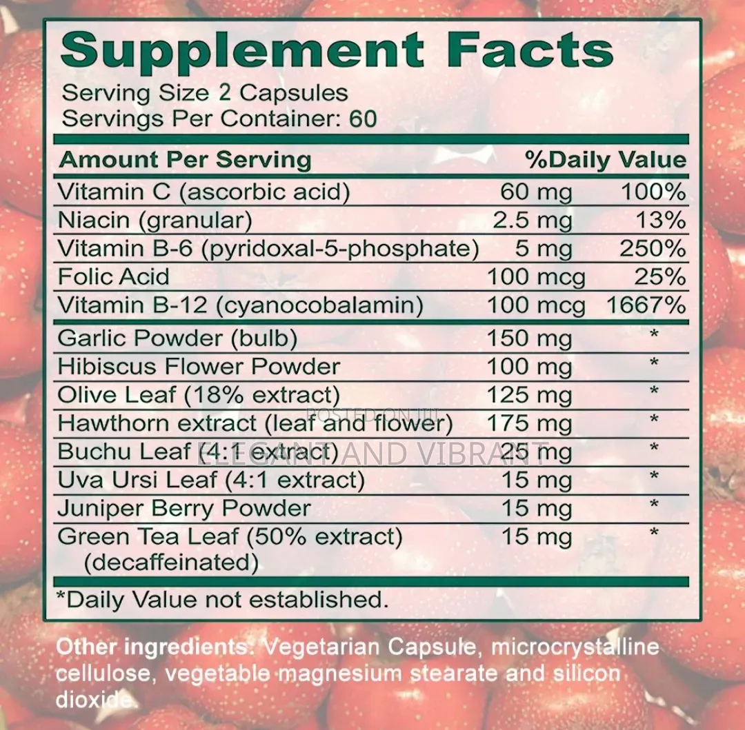 Hawthorn Berry Vitamin B12 Blood Pressure 120 Caps Heart Circulation