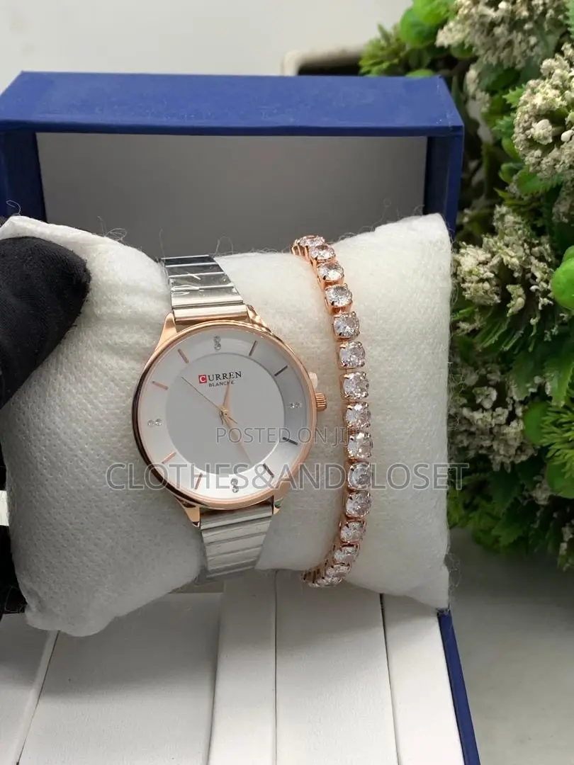 Curren 9041 Women's Analog Quartz Watch in Silver and Bracelet