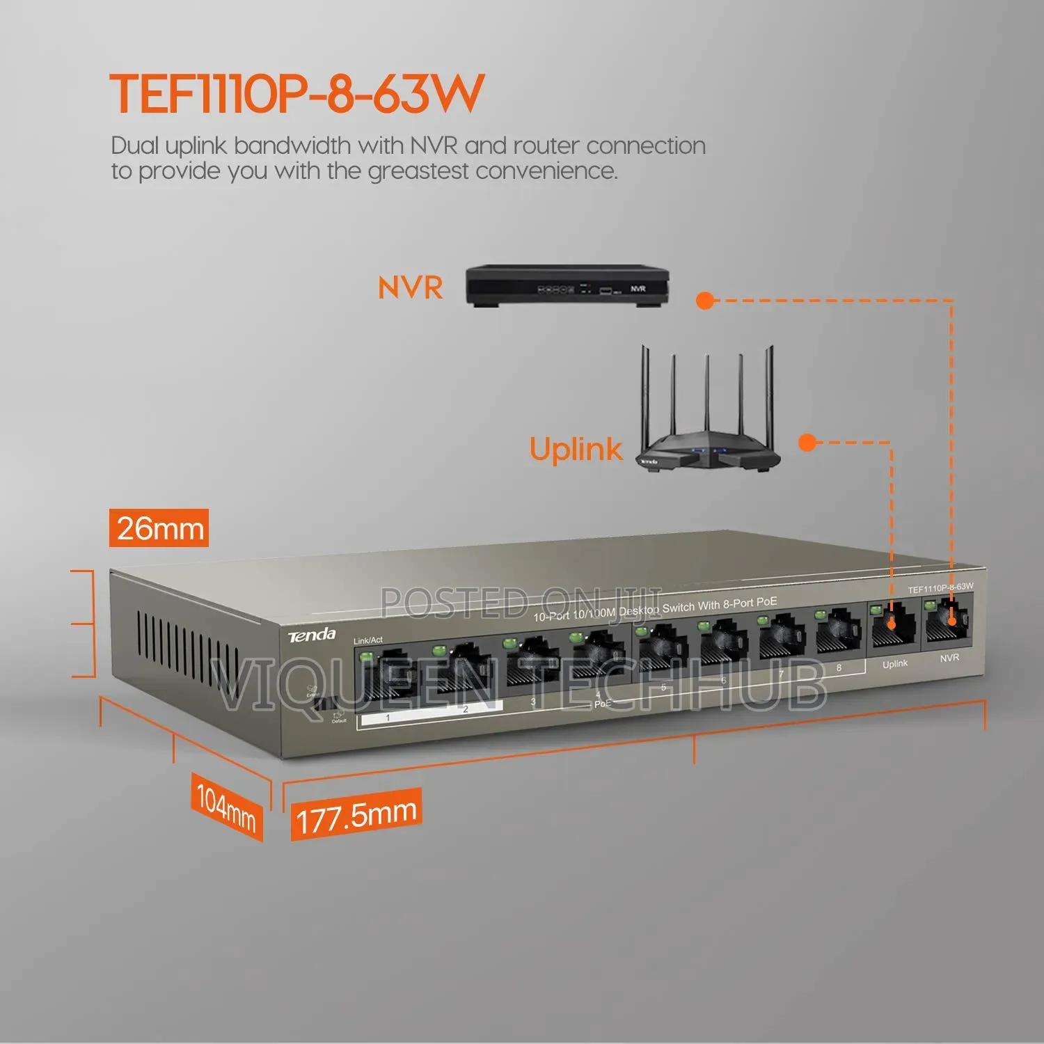 Tenda TEF11109P-8-63W