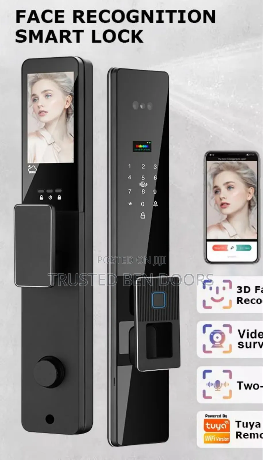 Face Unlock Tuya Wifi App Biometric Wireless Smart Lock