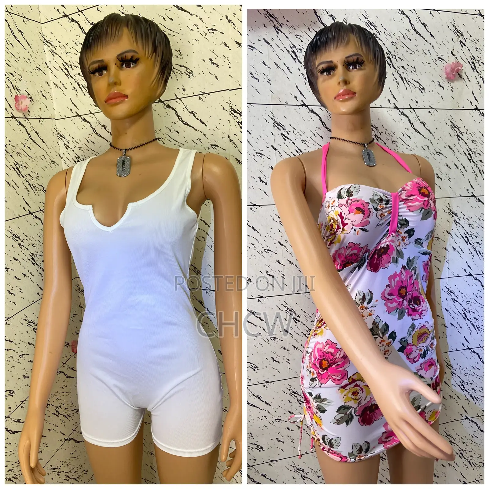 A White Jumpsuit Roper and a Colorful Beach Bikini Wear