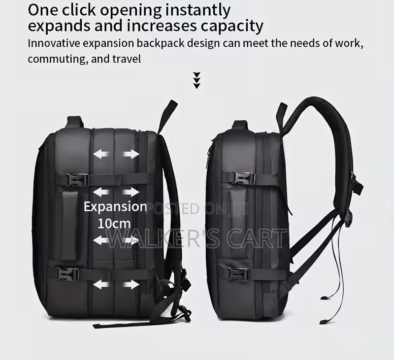 Expandable Travel Backpack – Multi-Pocket Business & Student Backpack