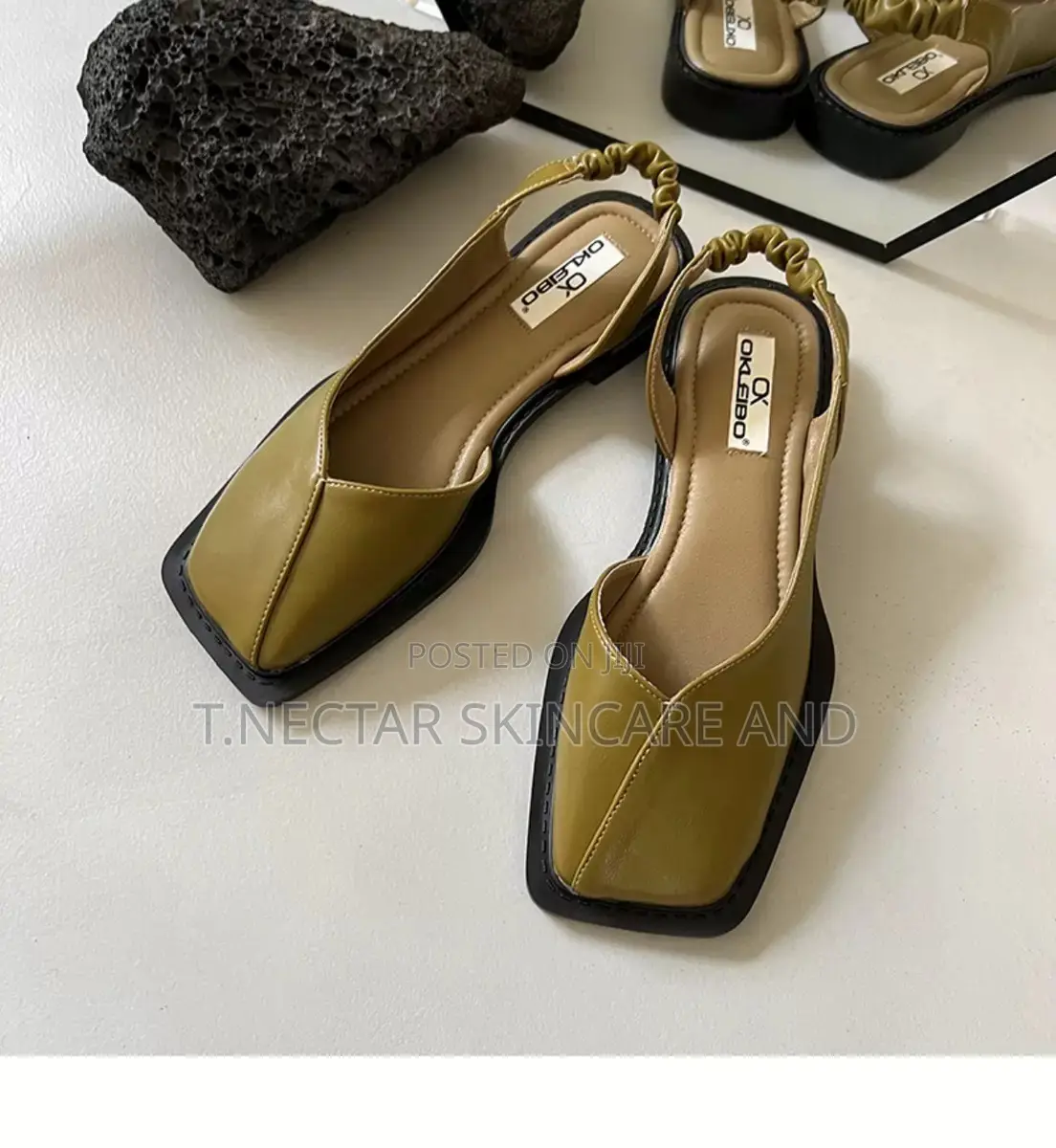 Square-Toe Slingback Flats