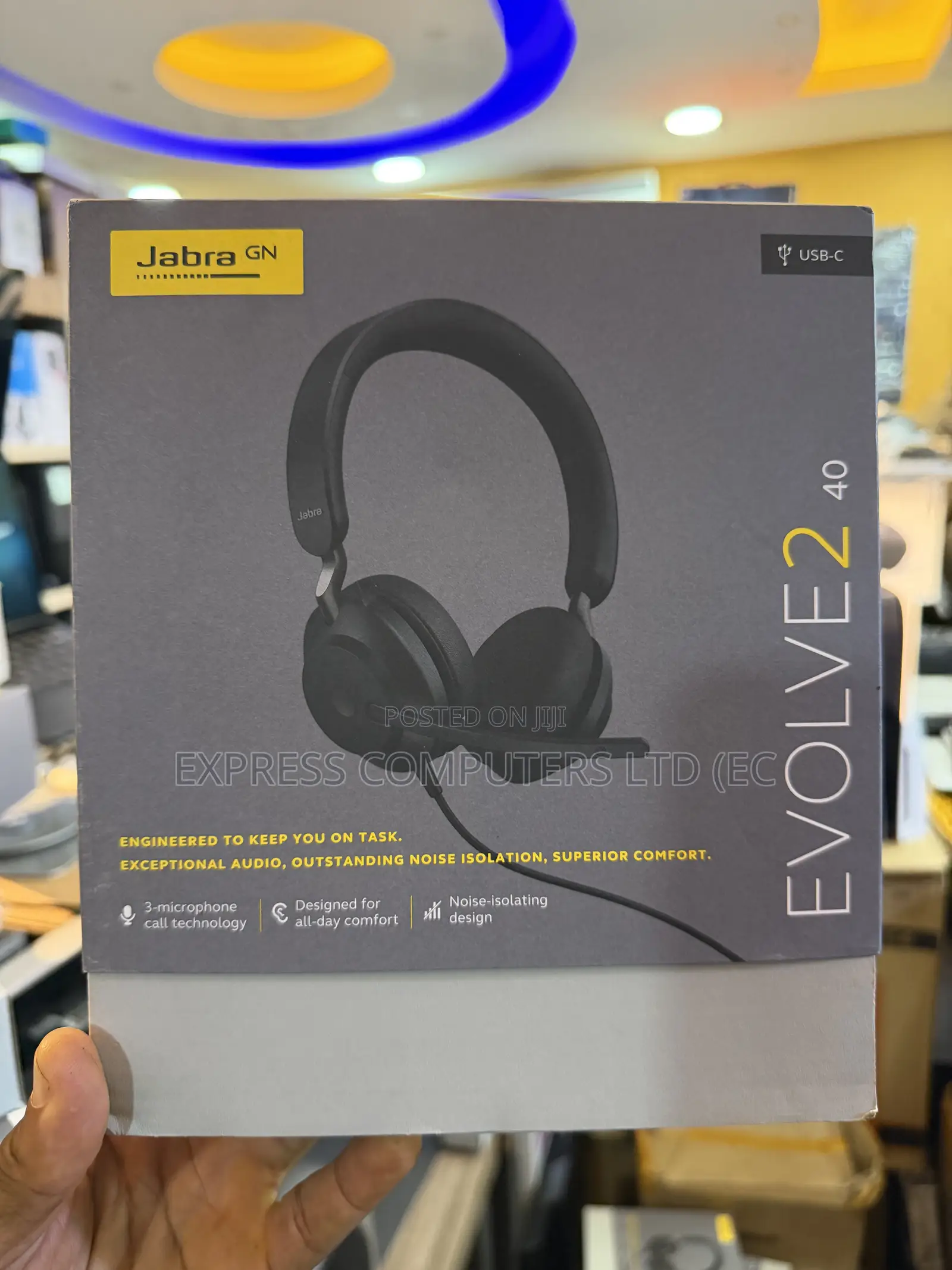 Jabra Evolve2 40 Wired Stereo Noise-Cancelling Headset & USB-C From Uk