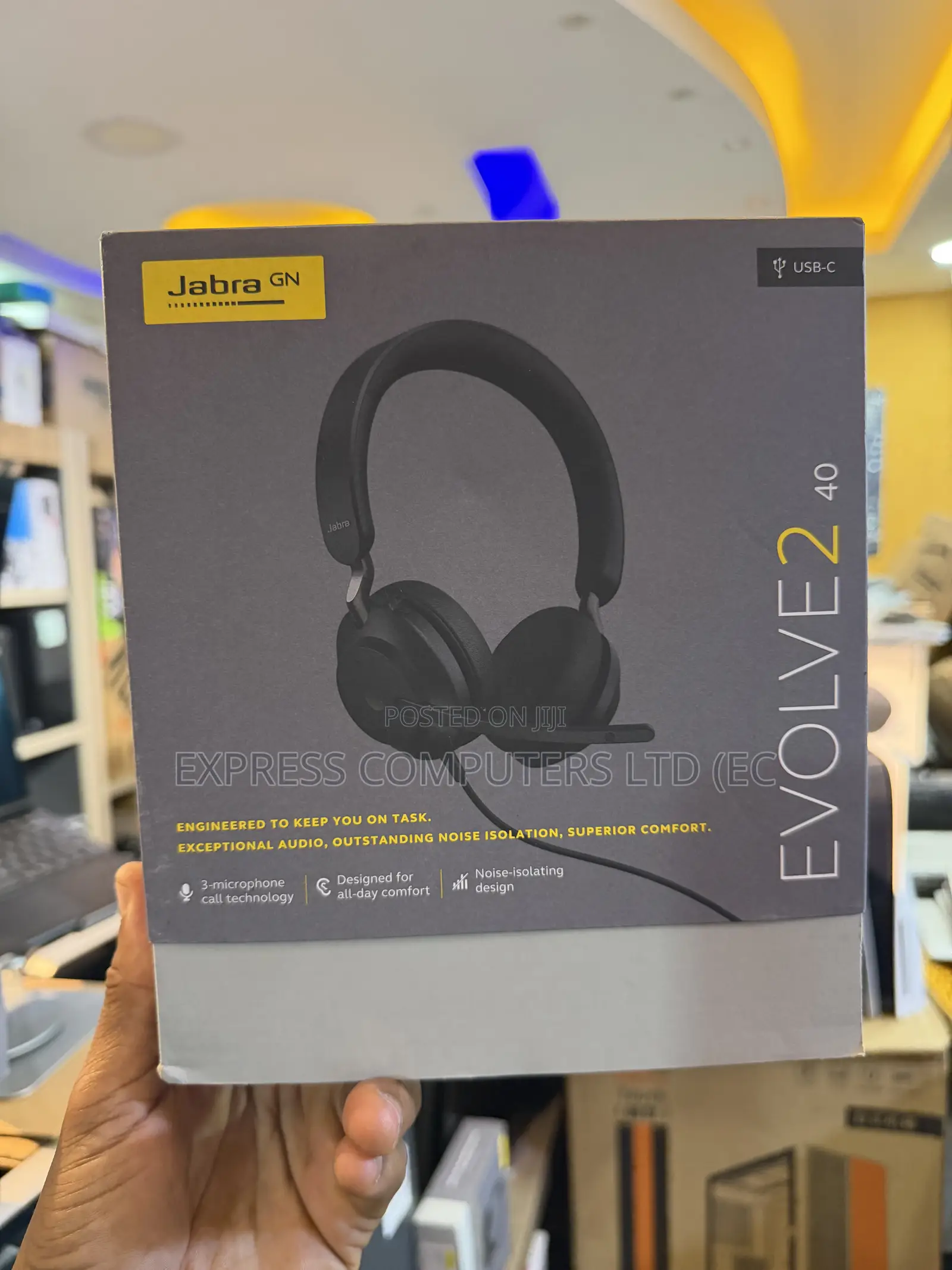 Jabra Evolve2 40 Wired Stereo Noise-Cancelling Headset & USB-C From Uk