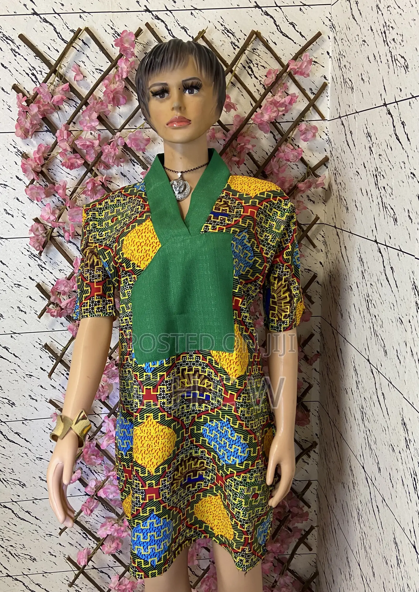 Beautiful Green Multicolored Ankara African Print Design Bubu Dress