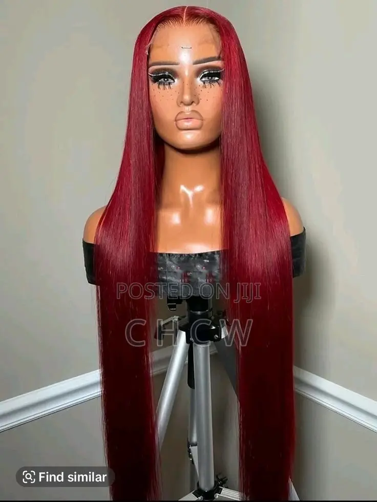 Sliky Sleek New 30 Inches Long Burgundy Wig With a Kim K Closure
