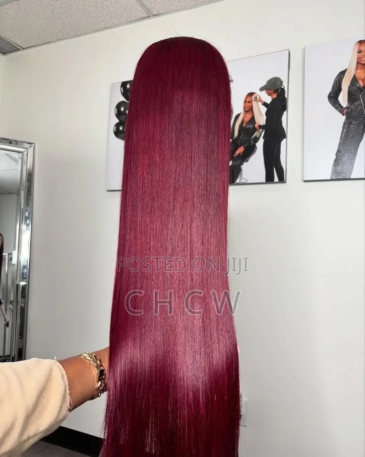 Sliky Sleek New 30 Inches Long Burgundy Wig With a Kim K Closure