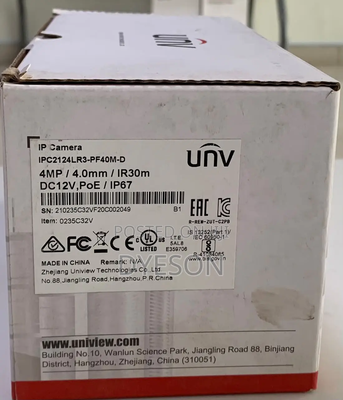 IPC2124LR3-PF40M-D, Uniview 4MP Mini Fixed Bullet Network Camera,