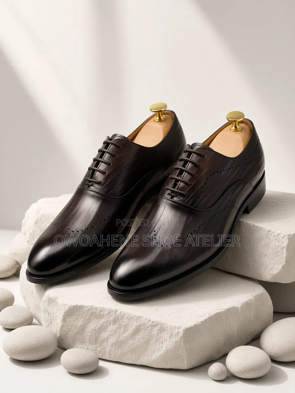 Men's Dark Brown Leather Oxford Dress Shoes