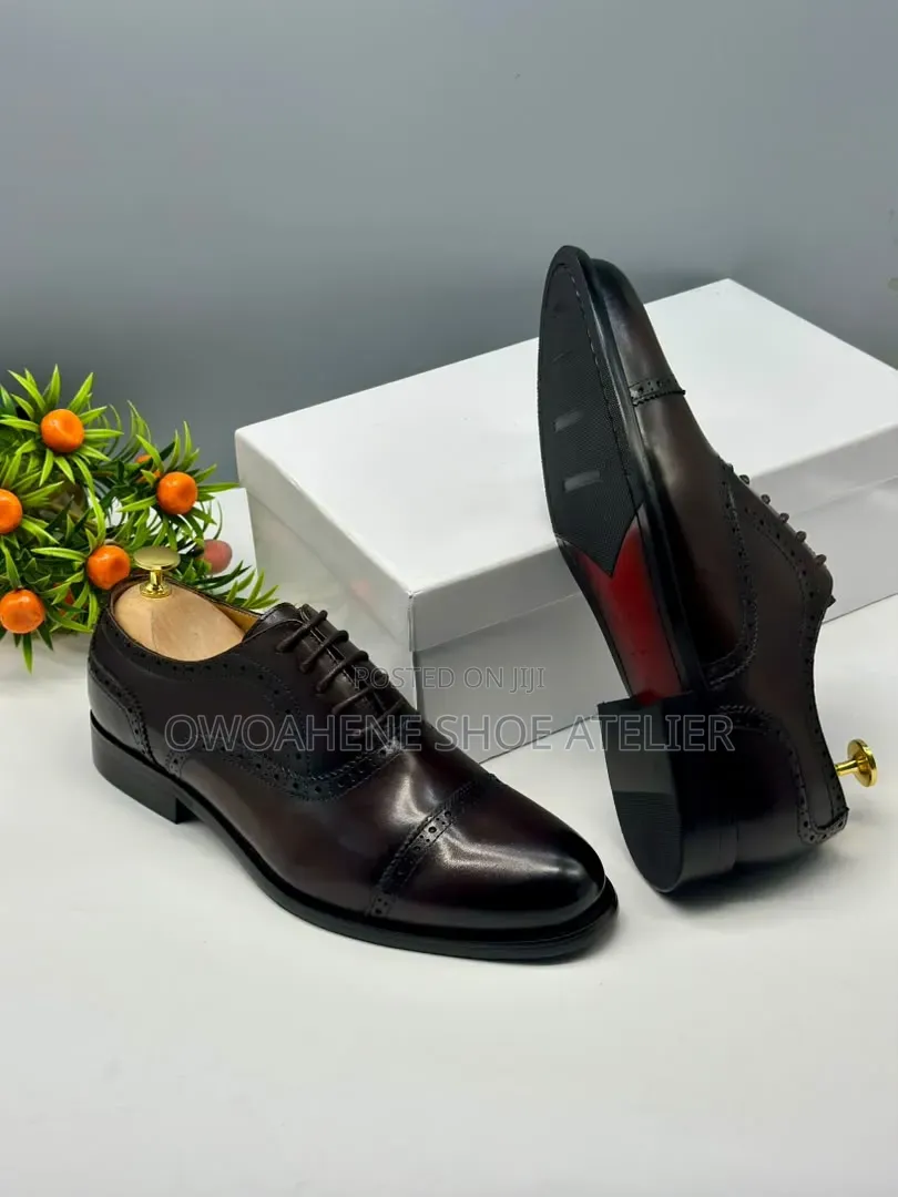 Men's Dark Brown Leather Oxford Dress Shoes
