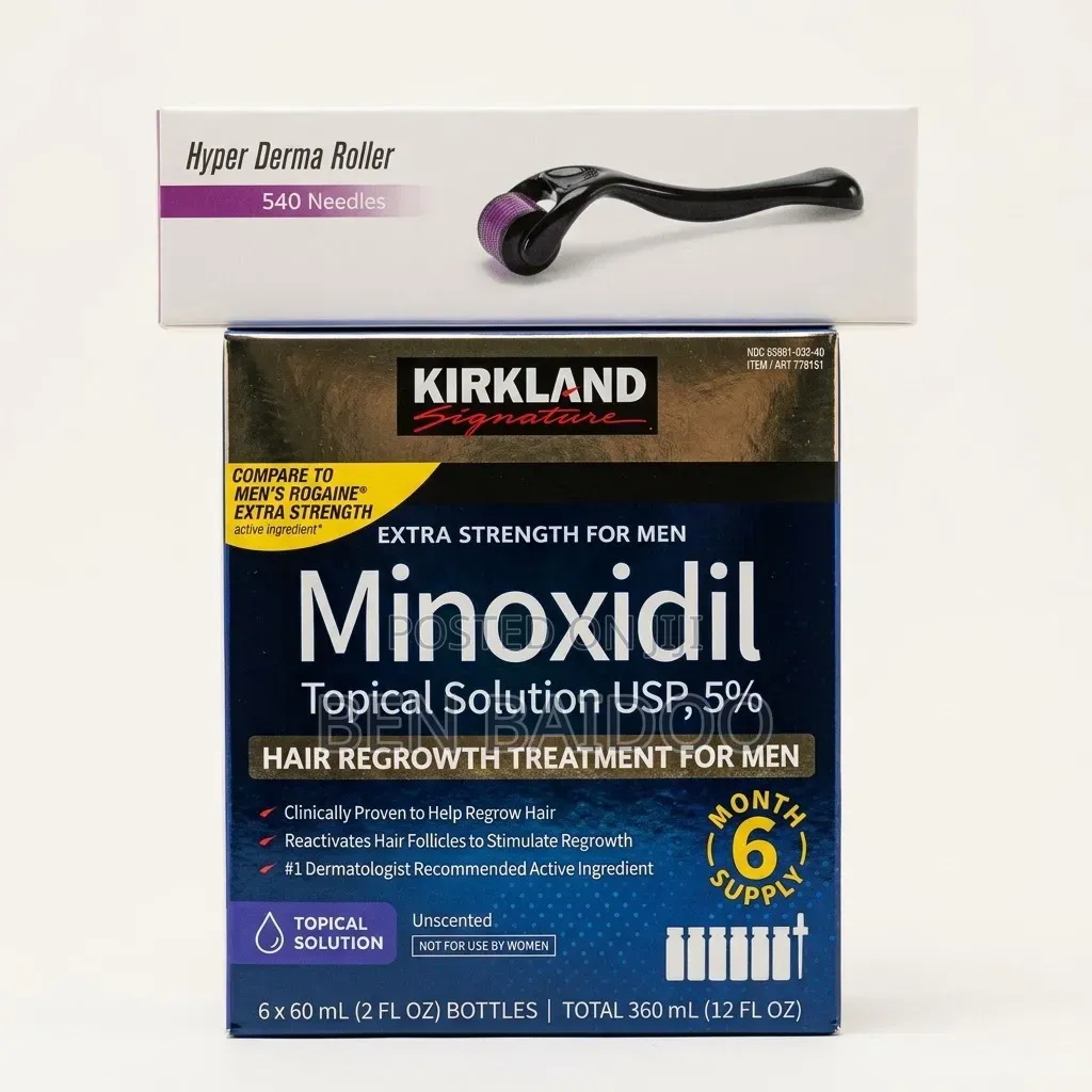 Kirkland Minoxidil Set+Derma Roller (Best Duo for Hair Growth)