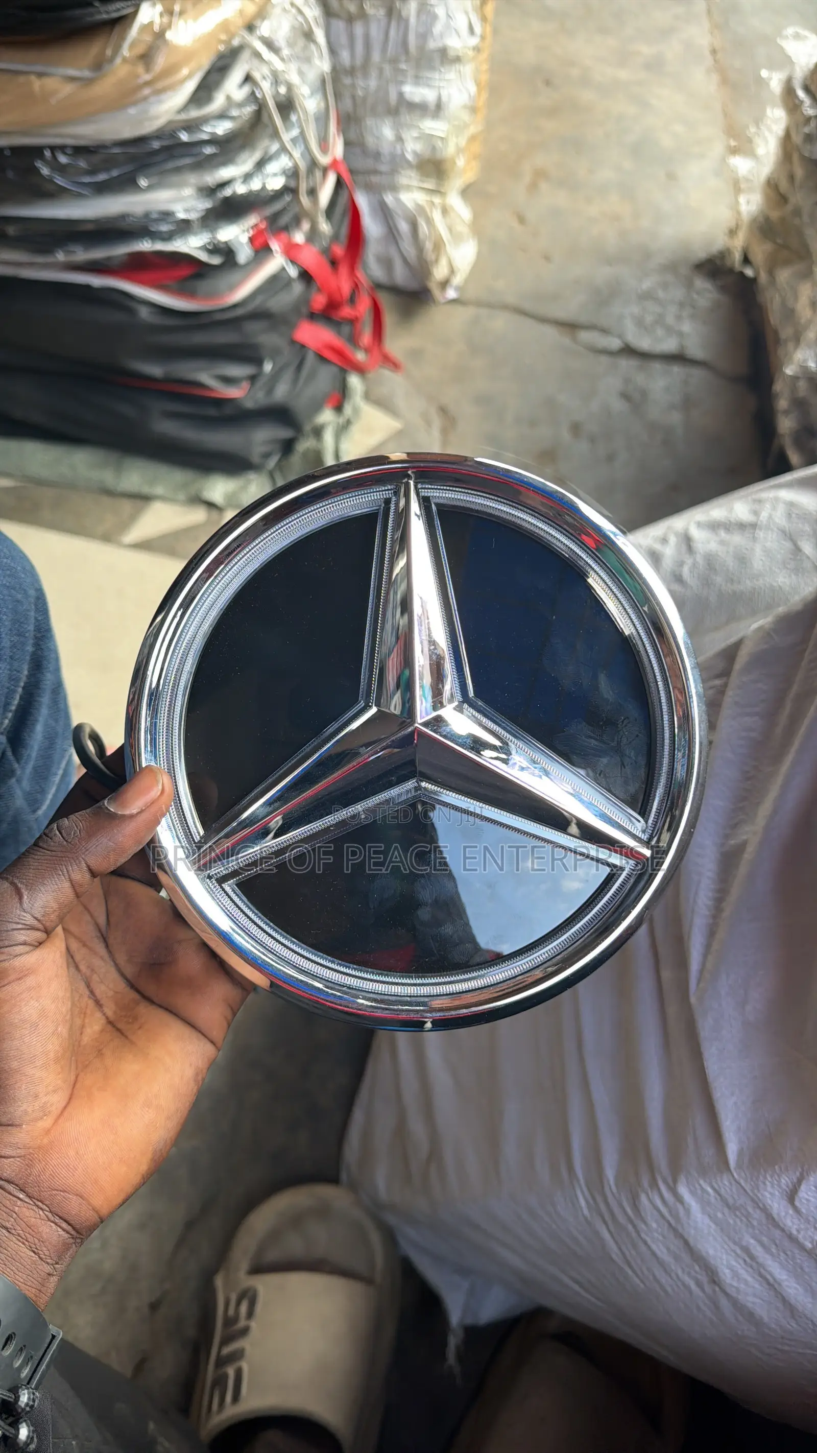 Mercedes Benz C250 C300 White Led Front Emblem or Crown Blue and Red )