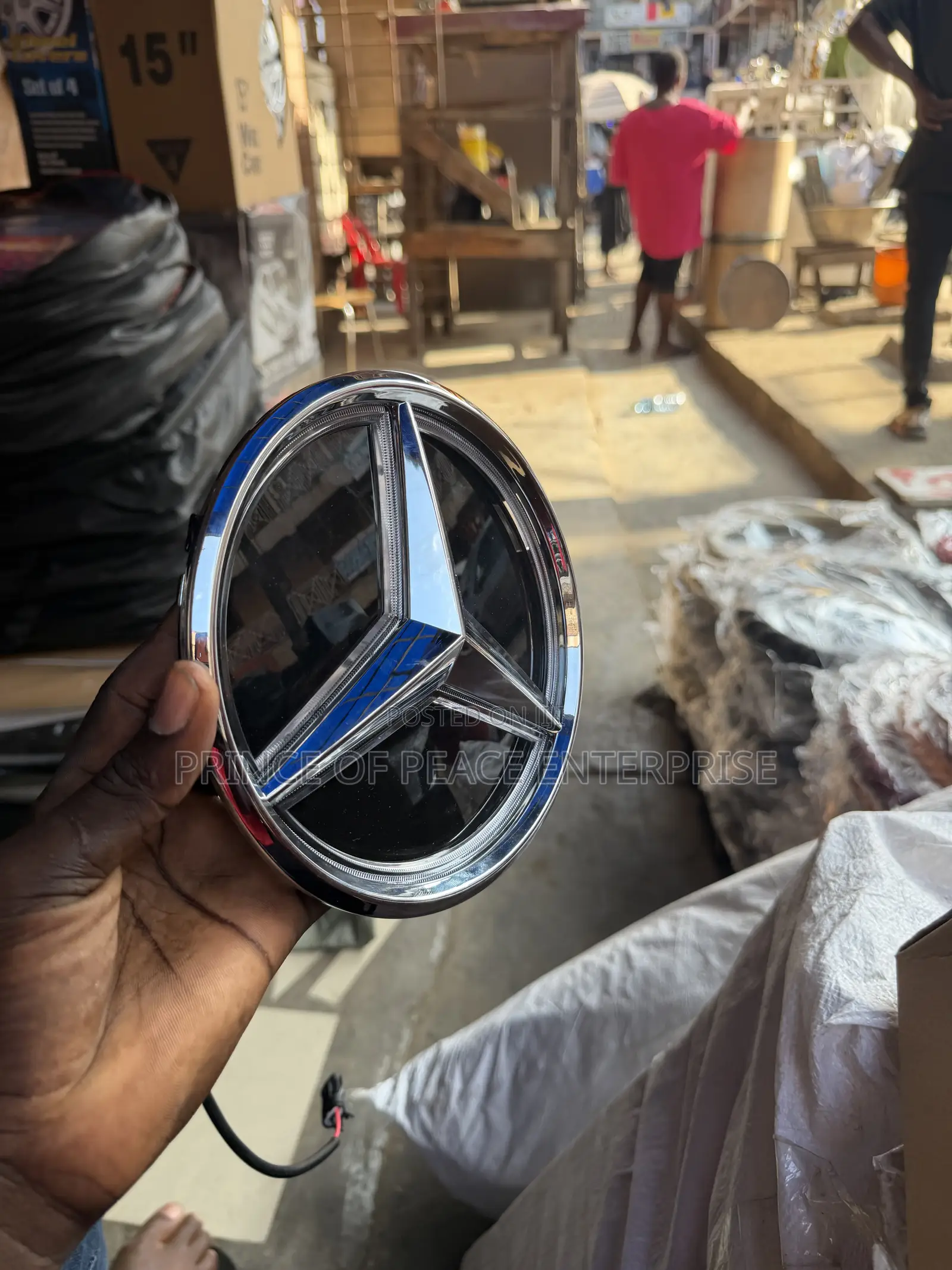 Mercedes Benz C250 C300 White Led Front Emblem or Crown Blue and Red )