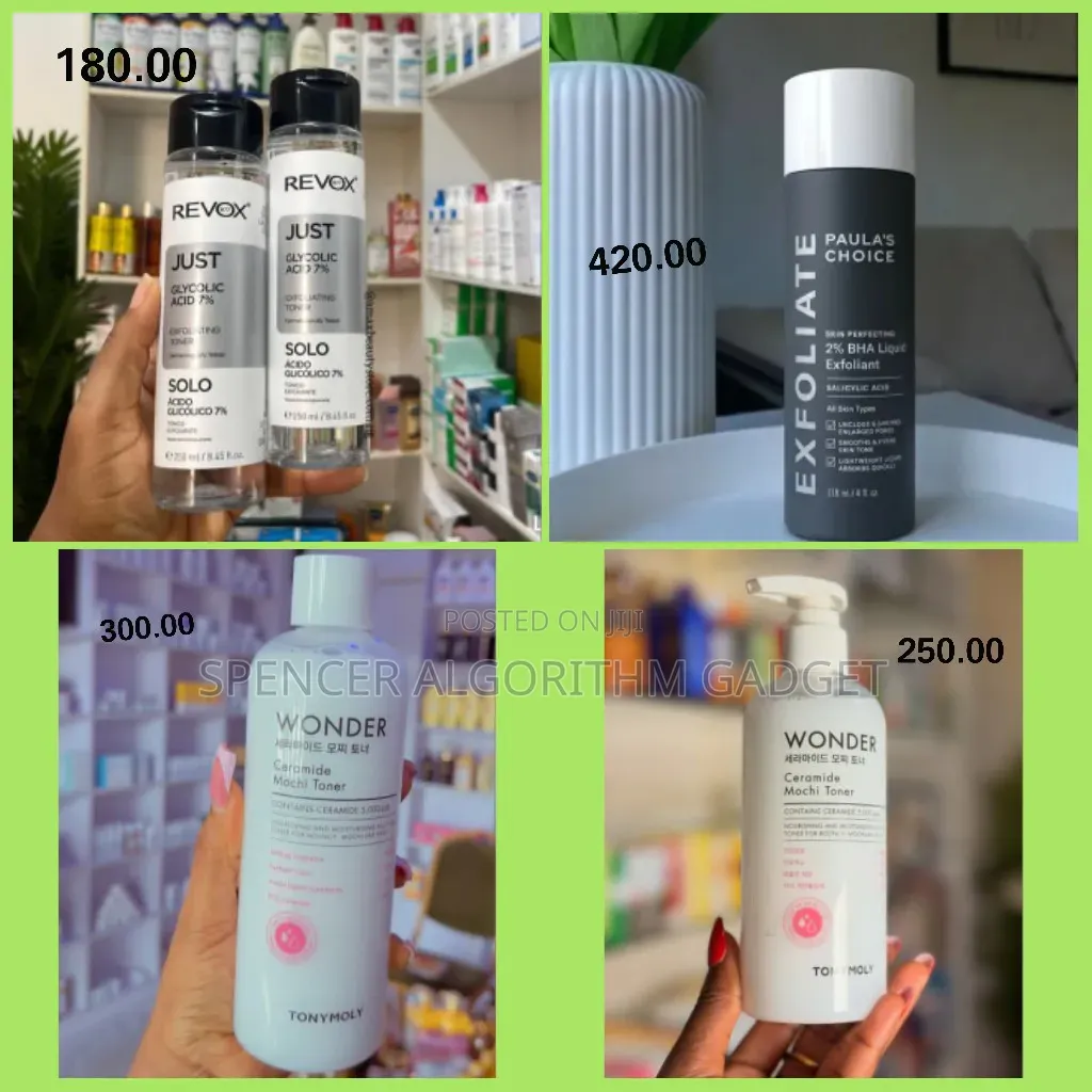Paula's Choice-118ml/Revox Glycolictonic-250ml/Tonymoly-300ml/500ml