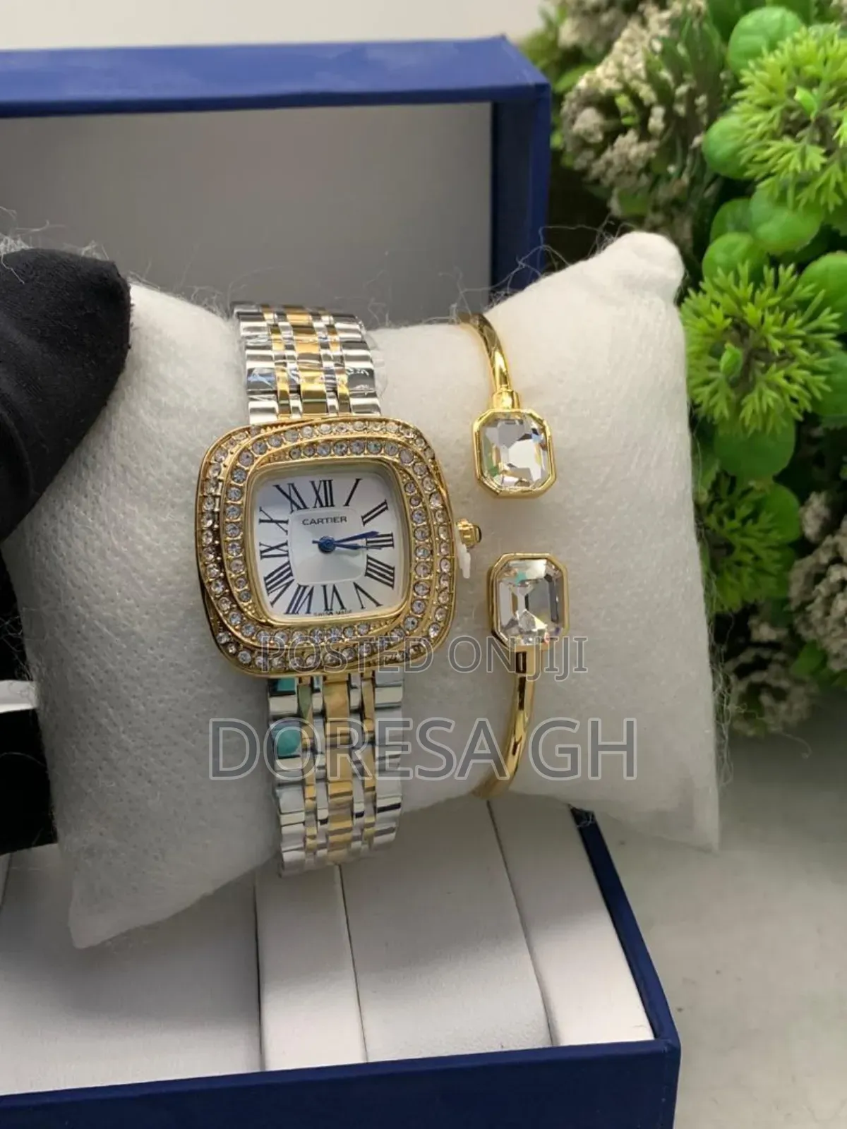Cartier Stainless Steel Ladies Watch & Bangle Set | Gift for Her
