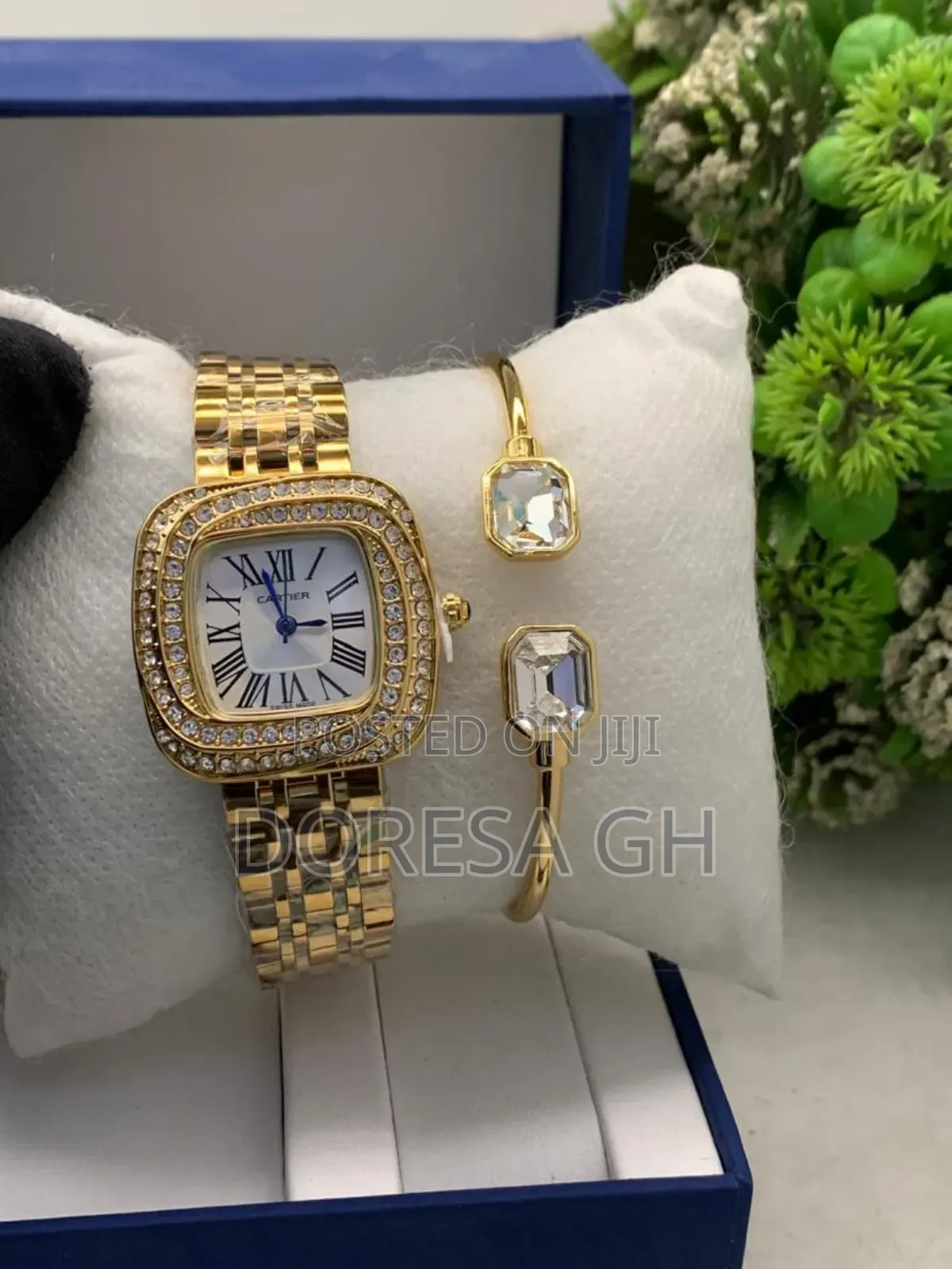 Cartier Stainless Steel Ladies Watch & Bangle Set | Gift for Her