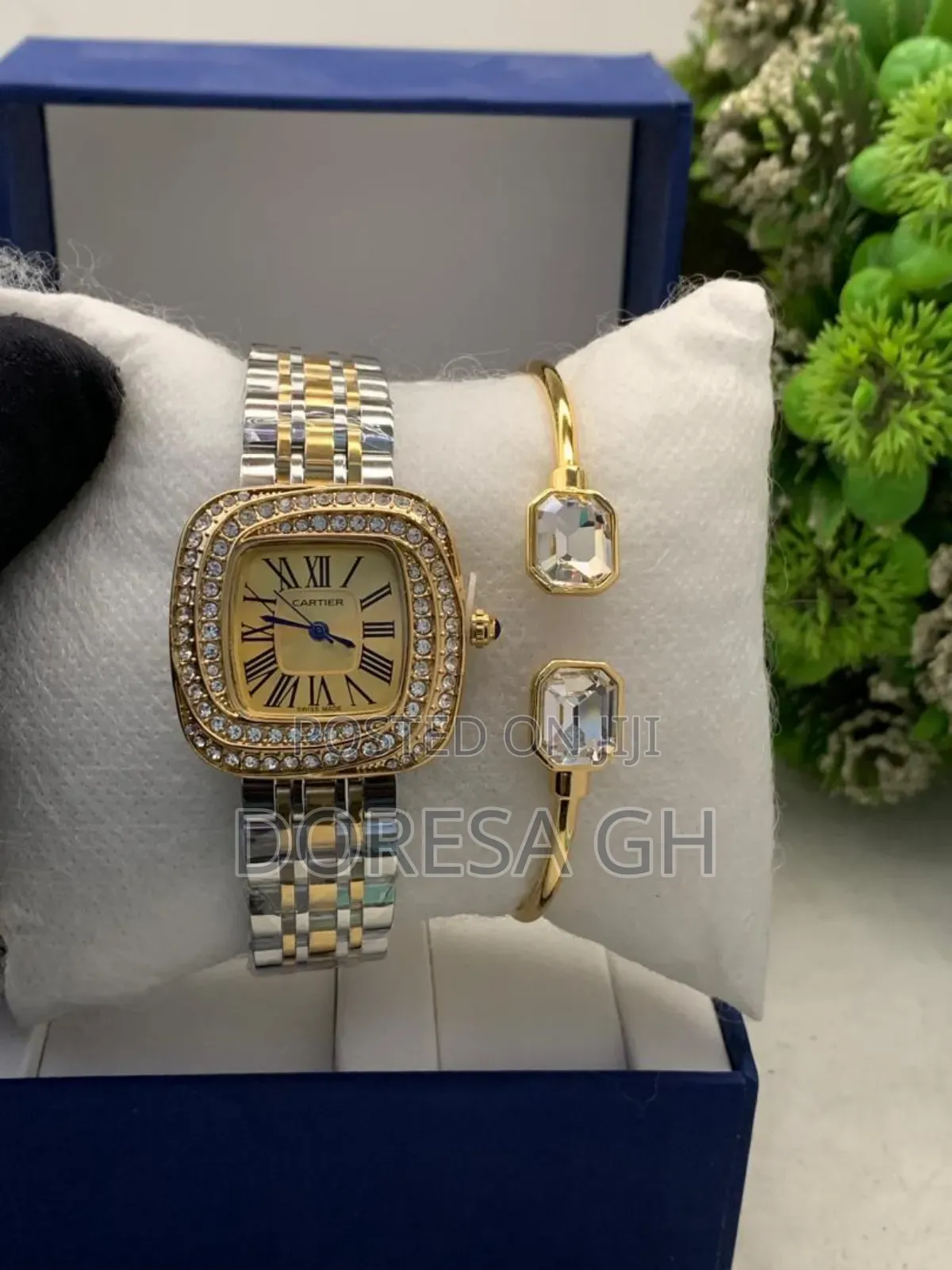Cartier Stainless Steel Ladies Watch & Bangle Set | Gift for Her