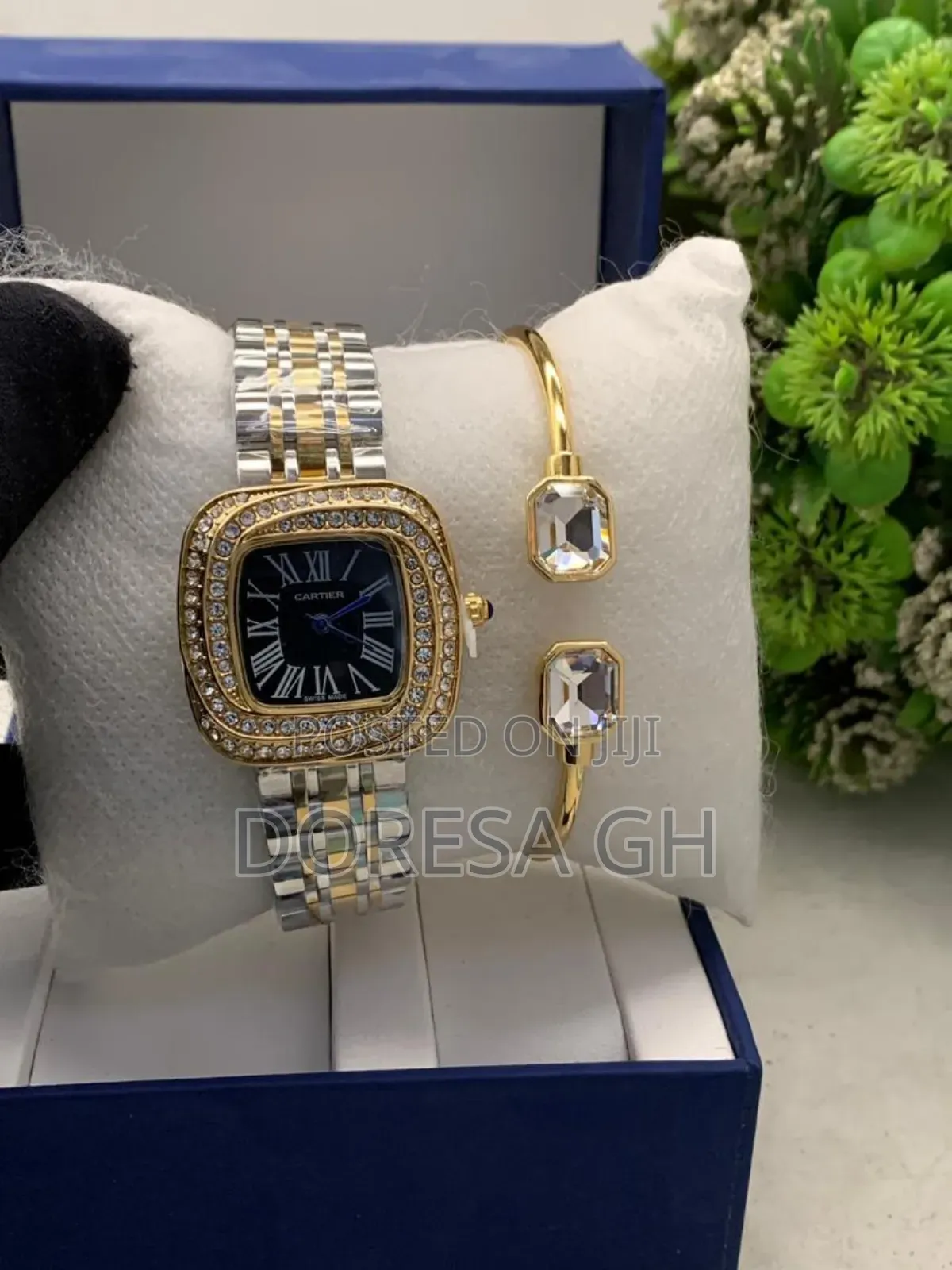 Cartier Stainless Steel Ladies Watch & Bangle Set | Gift for Her