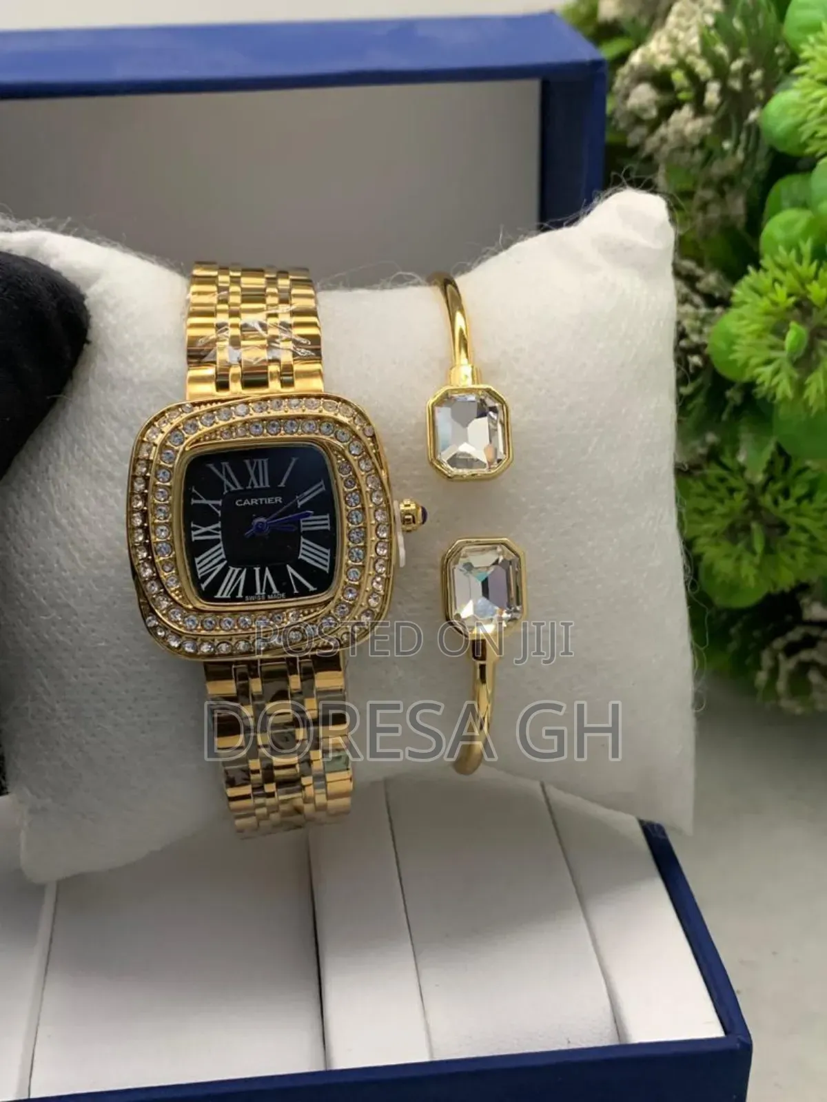 Cartier Stainless Steel Ladies Watch & Bangle Set | Gift for Her